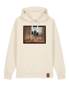 bio-unisex-medium fit-hoodie-herbst im riesengebirge-stsu177-natur-weiße kordel-front