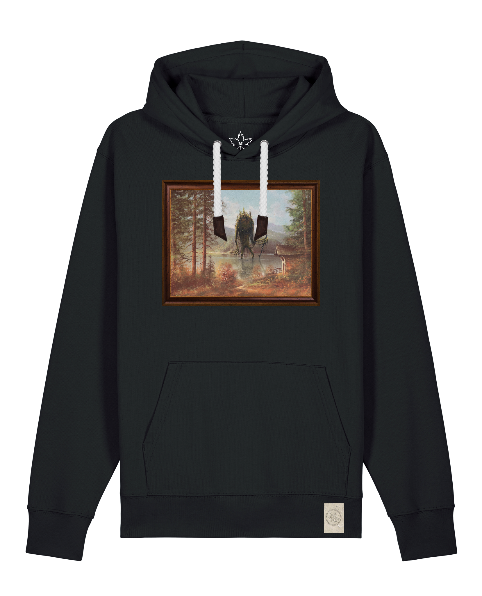 bio-unisex-medium fit-hoodie-herbst im riesengebirge-stsu177-schwarz-weiße kordel-front