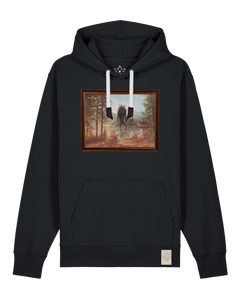 bio-unisex-medium fit-hoodie-herbst im riesengebirge-stsu177-schwarz-weiße kordel-front