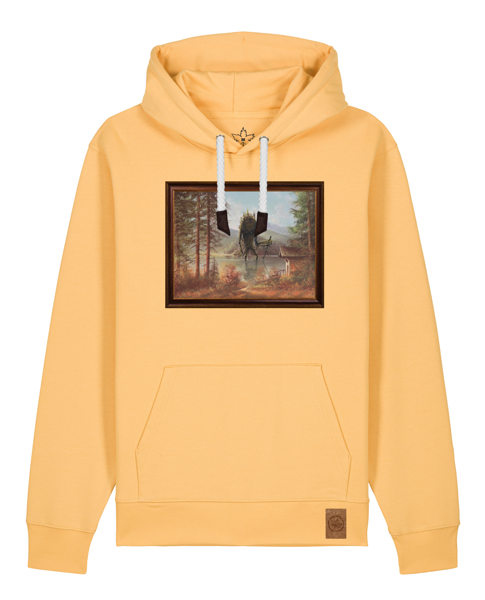 bio-unisex-medium fit-hoodie-herbst im riesengebirge-stsu177-senfkorn-weiße kordel-front