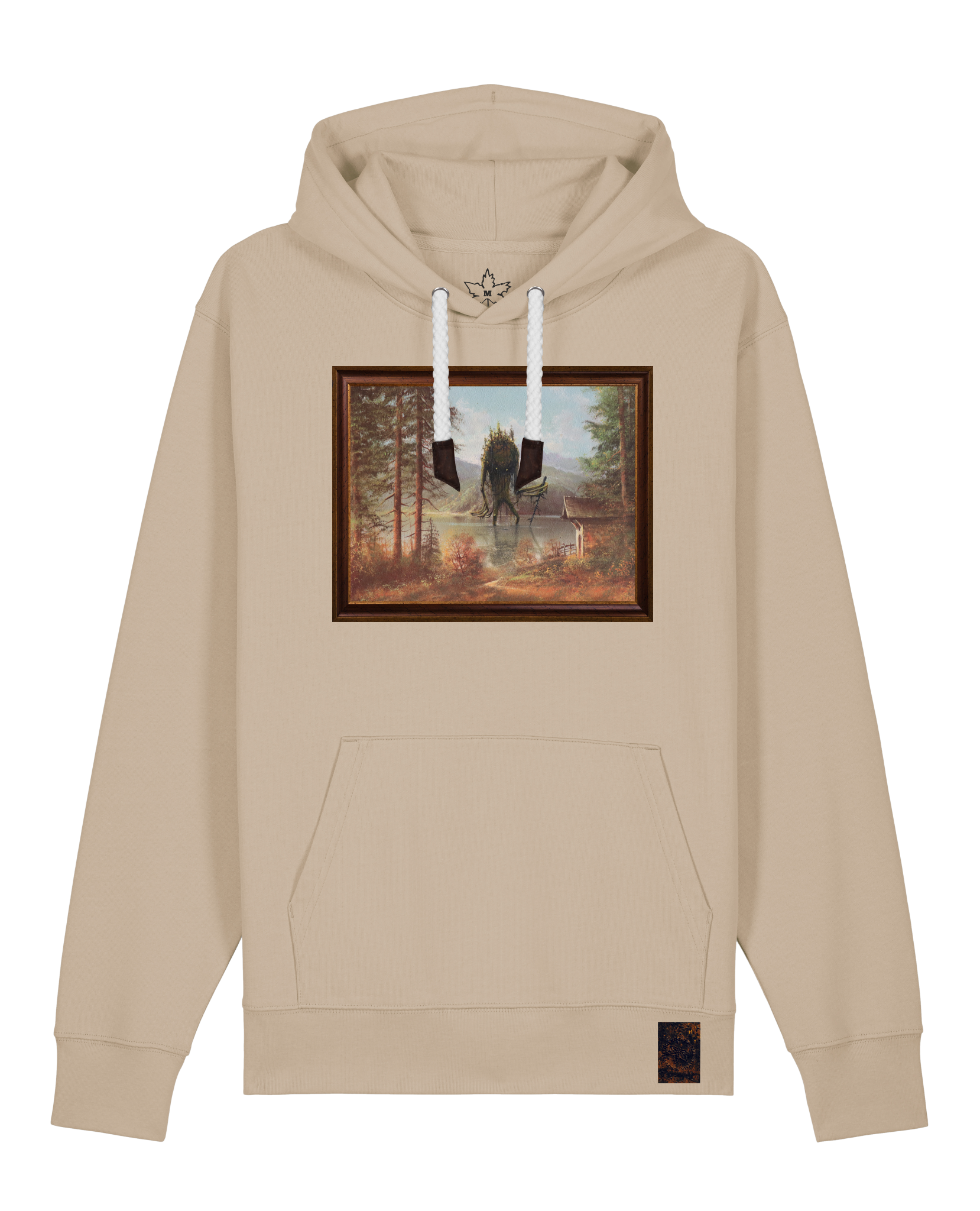 bio-unisex-medium fit-hoodie-herbst im riesengebirge-stsu177-treibsand-weiße kordel-front