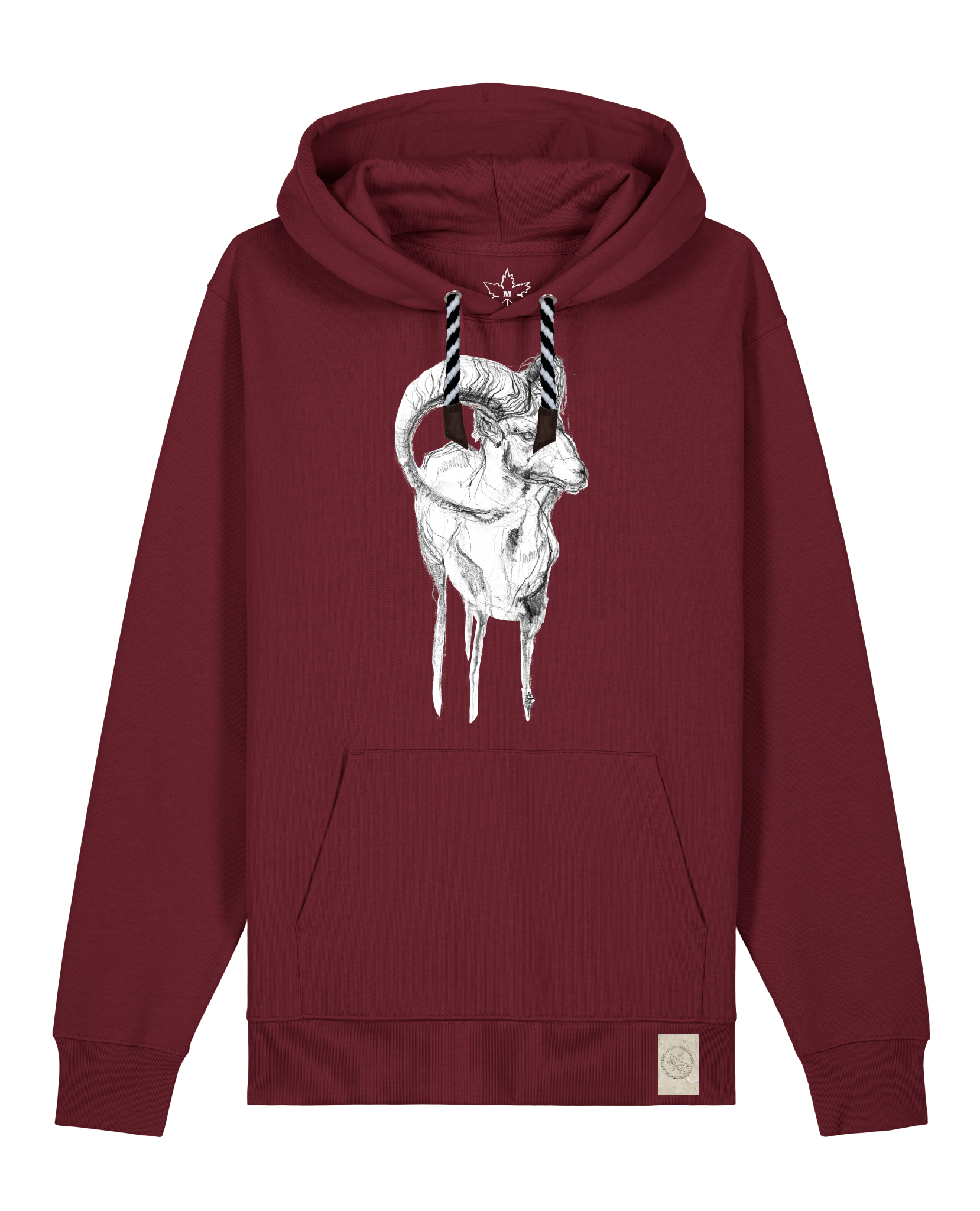 bio-unisex-medium fit-hoodie-ibex-stsu177-burgunder rot-sw kordel-front