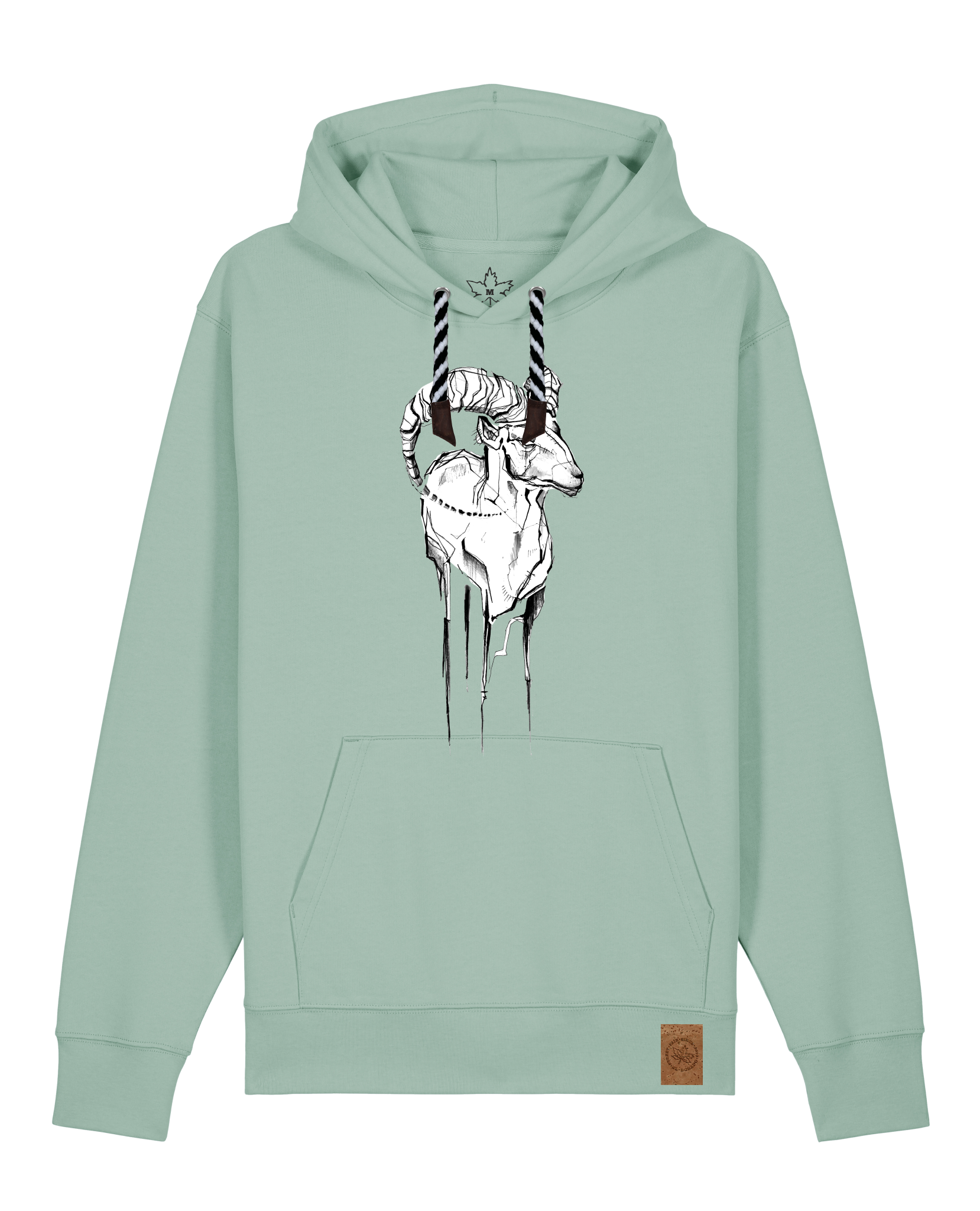 bio-unisex-medium fit-hoodie-ibex-stsu177-eukalyptus-sw kordel-front