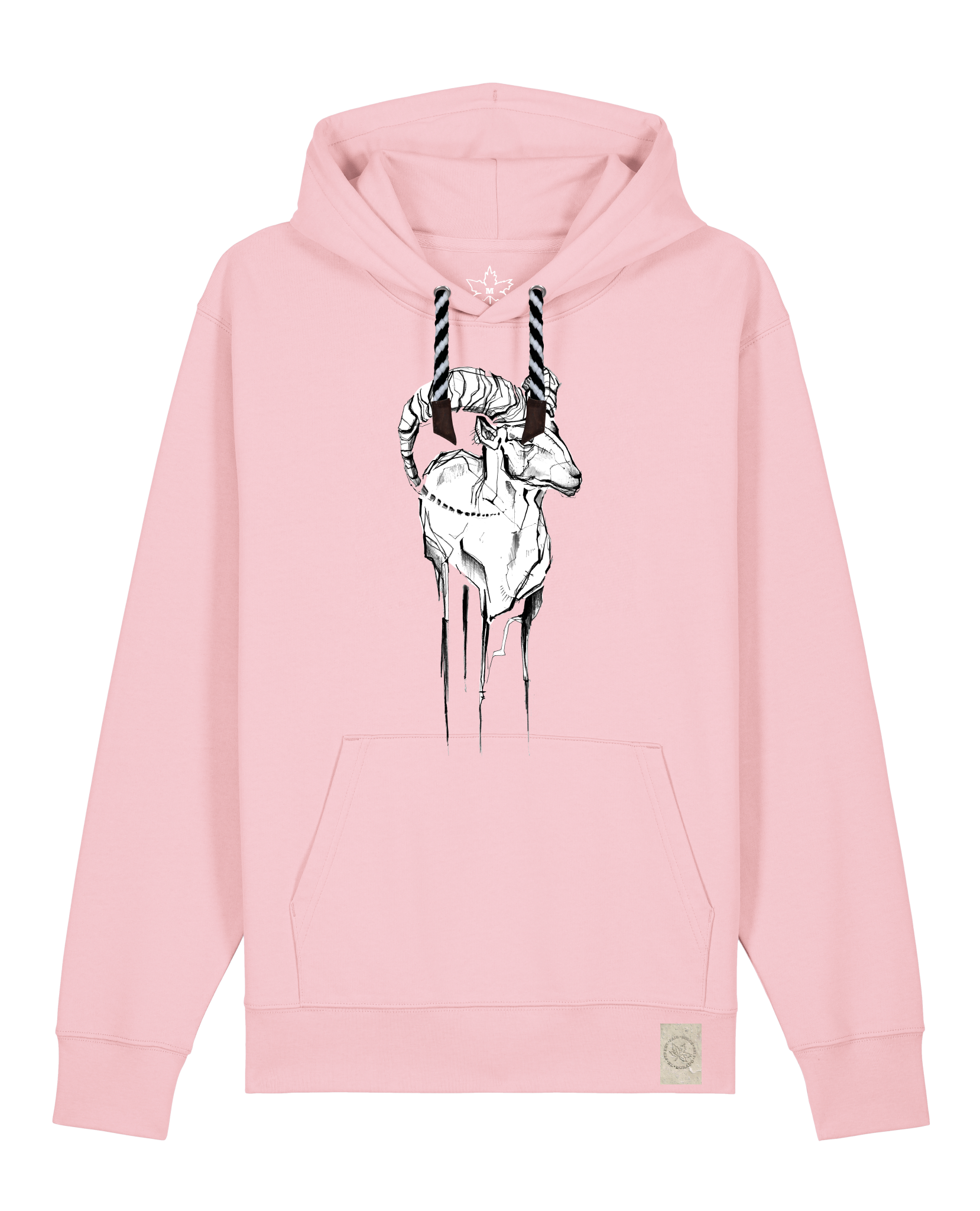 bio-unisex-medium fit-hoodie-ibex-stsu177-flamingo-sw kordel-front