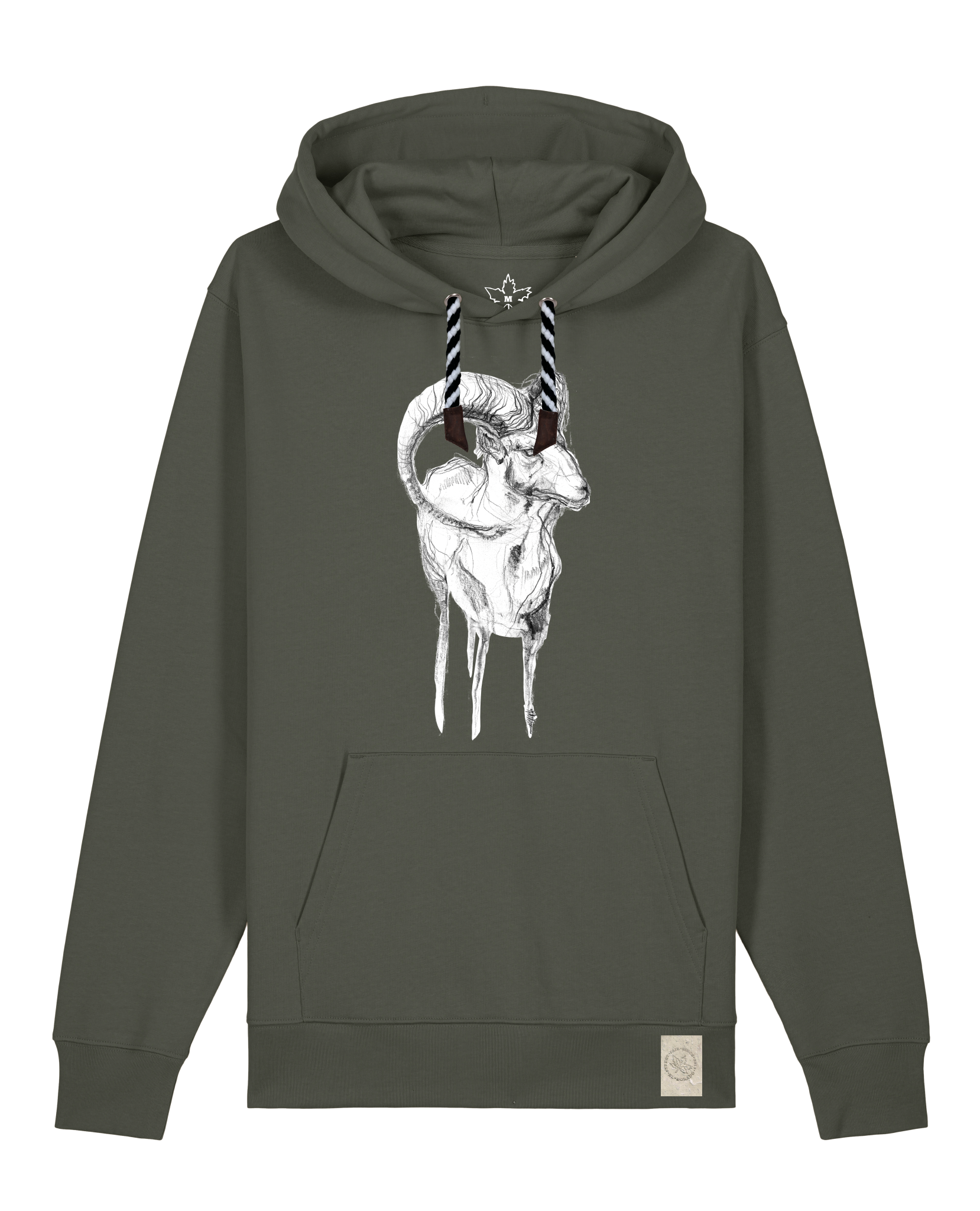 bio-unisex-medium fit-hoodie-ibex-stsu177-grunkohl-sw kordel-front