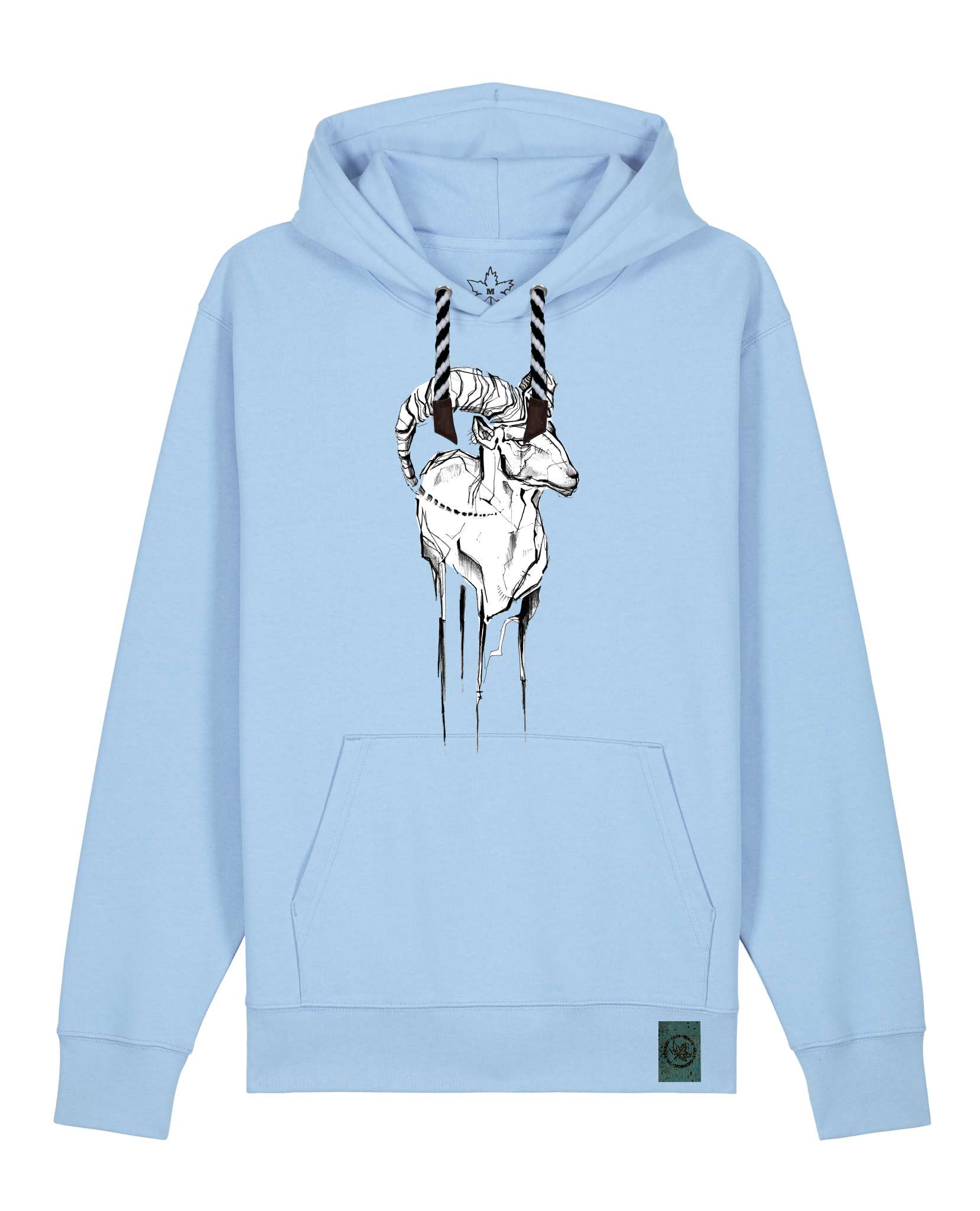 bio-unisex-medium fit-hoodie-ibex-stsu177-lagune-sw kordel-front