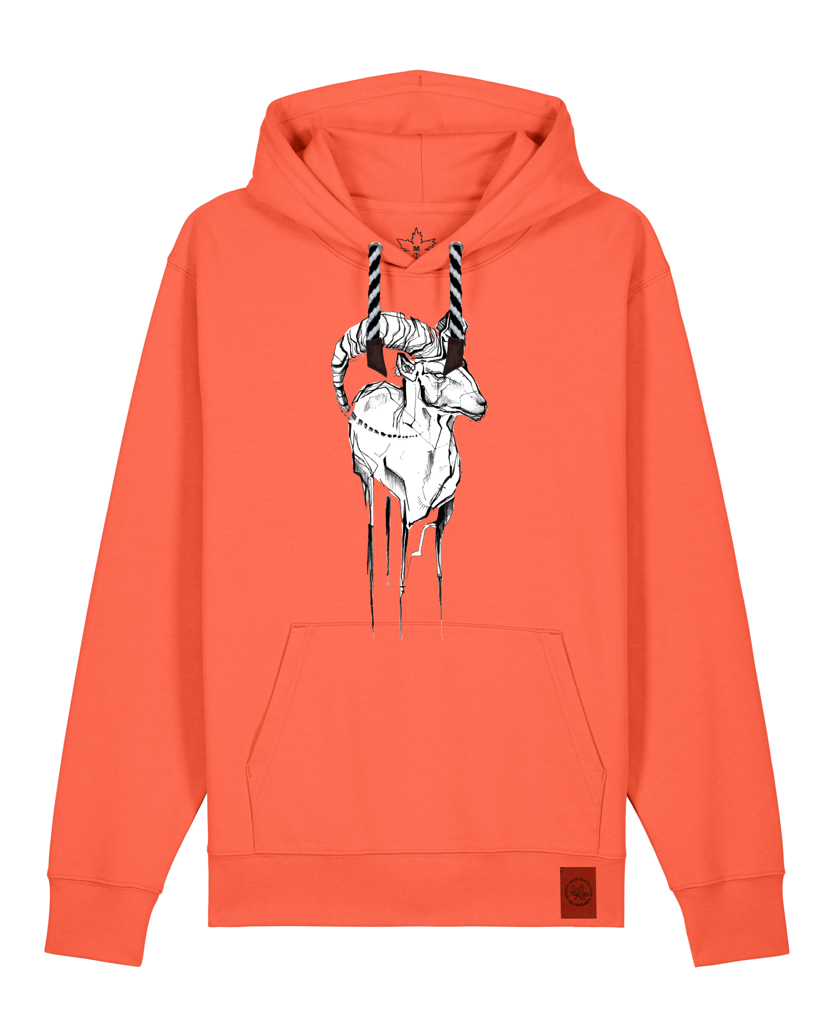 bio-unisex-medium fit-hoodie-ibex-stsu177-mandarine-sw kordel-front