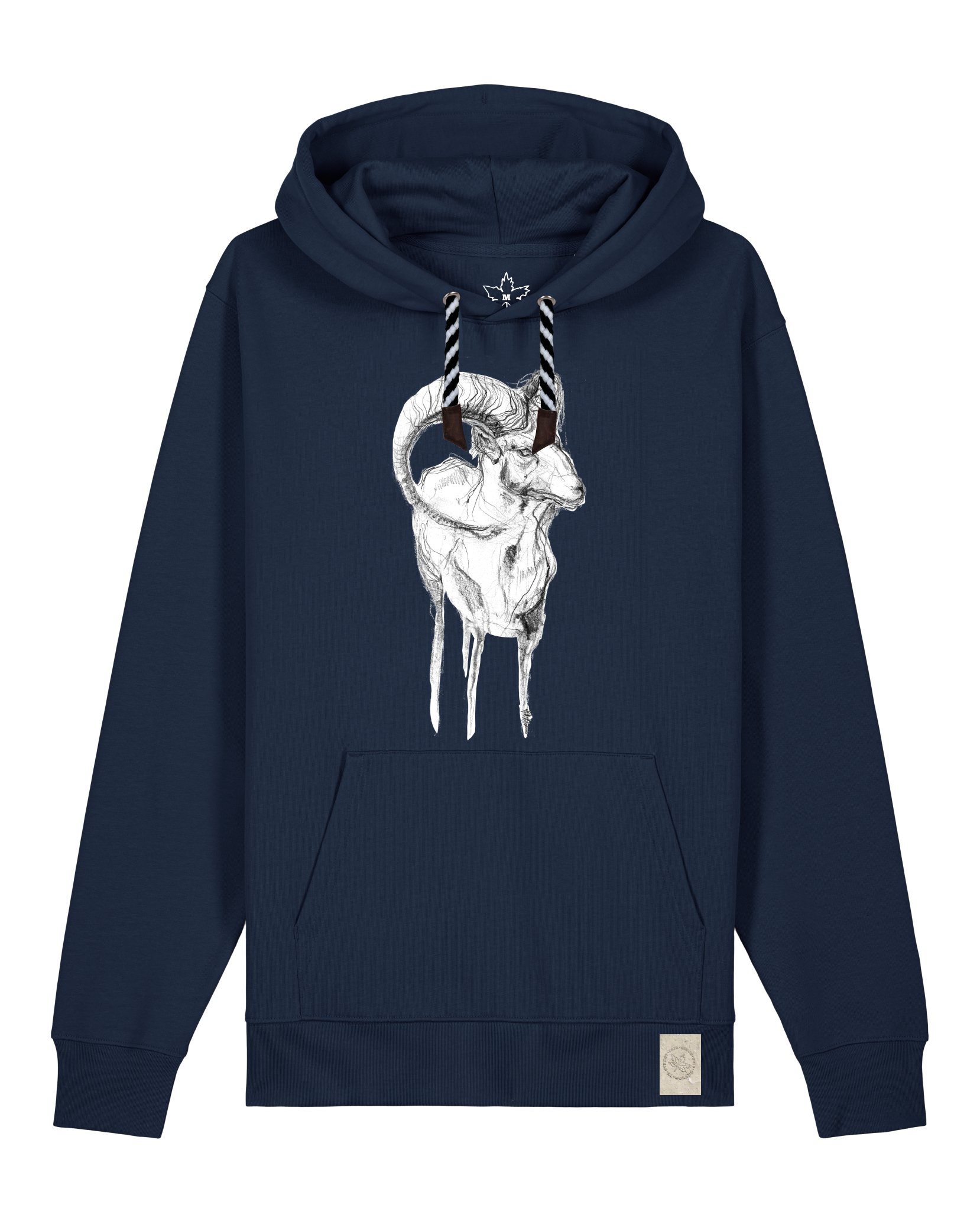 bio-unisex-medium fit-hoodie-ibex-stsu177-marine-sw kordel-front