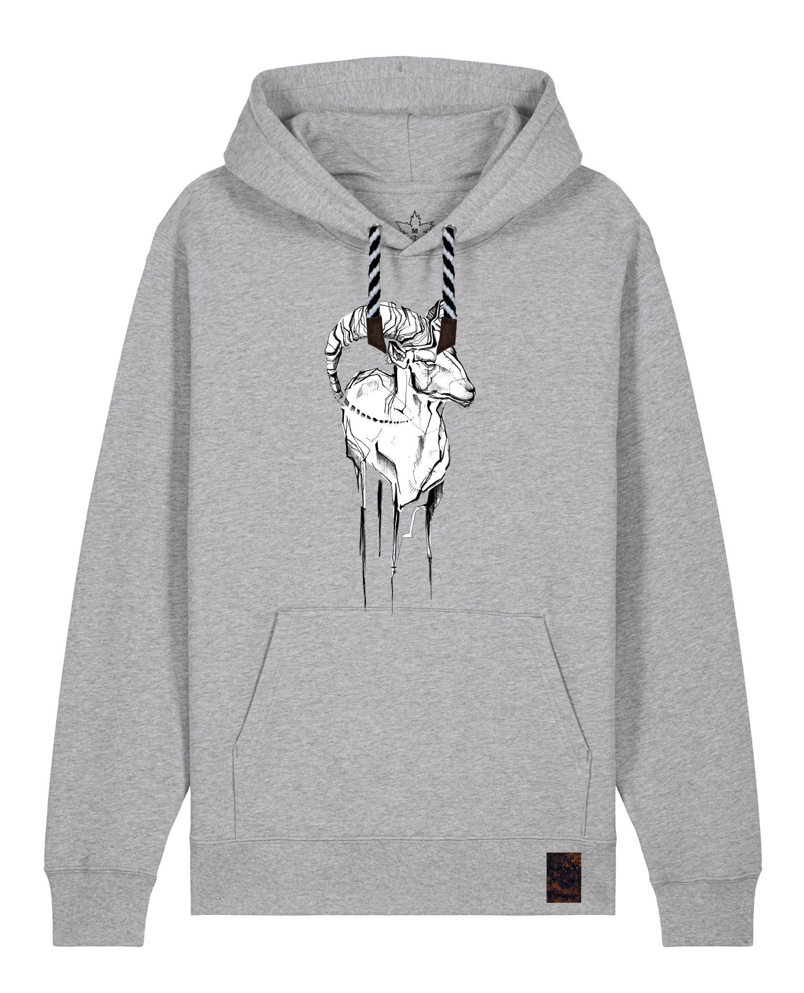bio-unisex-medium fit-hoodie-ibex-stsu177-mausgrau-sw kordel-front
