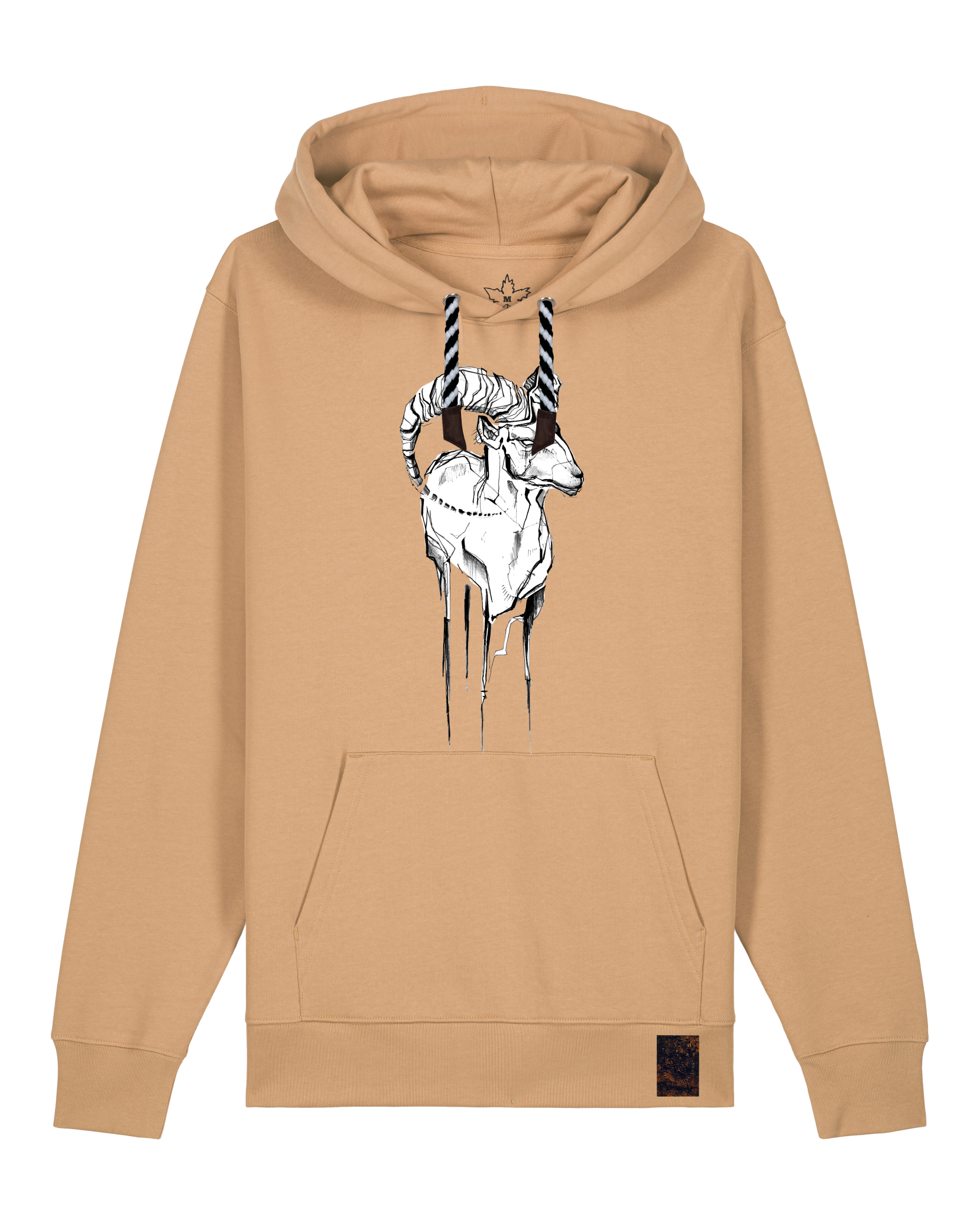 bio-unisex-medium fit-hoodie-ibex-stsu177-meersand-sw kordel-front