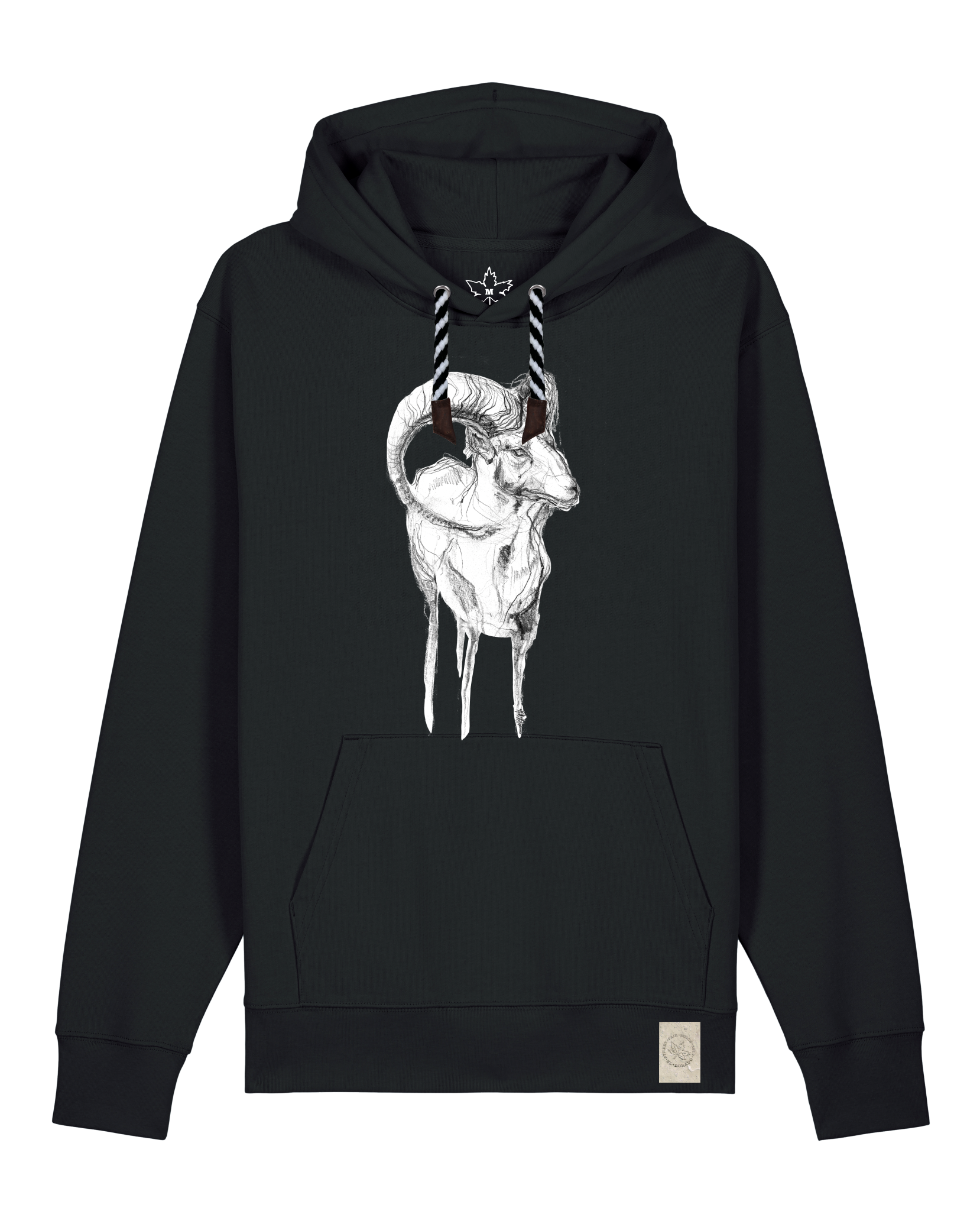 bio-unisex-medium fit-hoodie-ibex-stsu177-schwarz-sw kordel-front