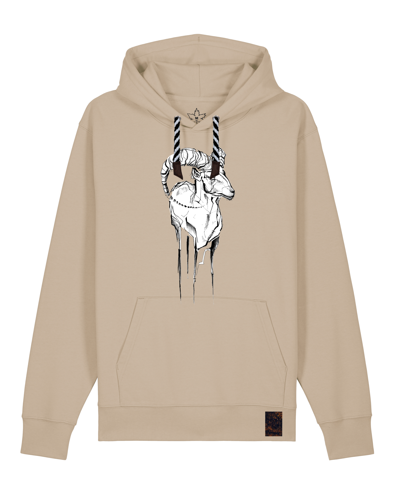 bio-unisex-medium fit-hoodie-ibex-stsu177-treibsand-sw kordel-front