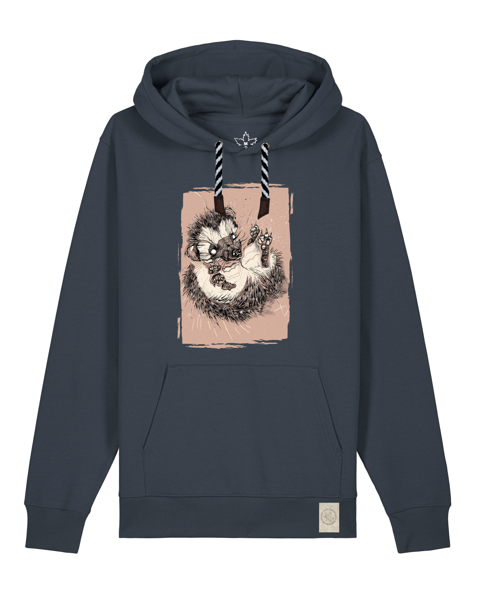 bio-unisex-medium fit-hoodie-igel-stsu177-blaubeernacht-sw kordel-front