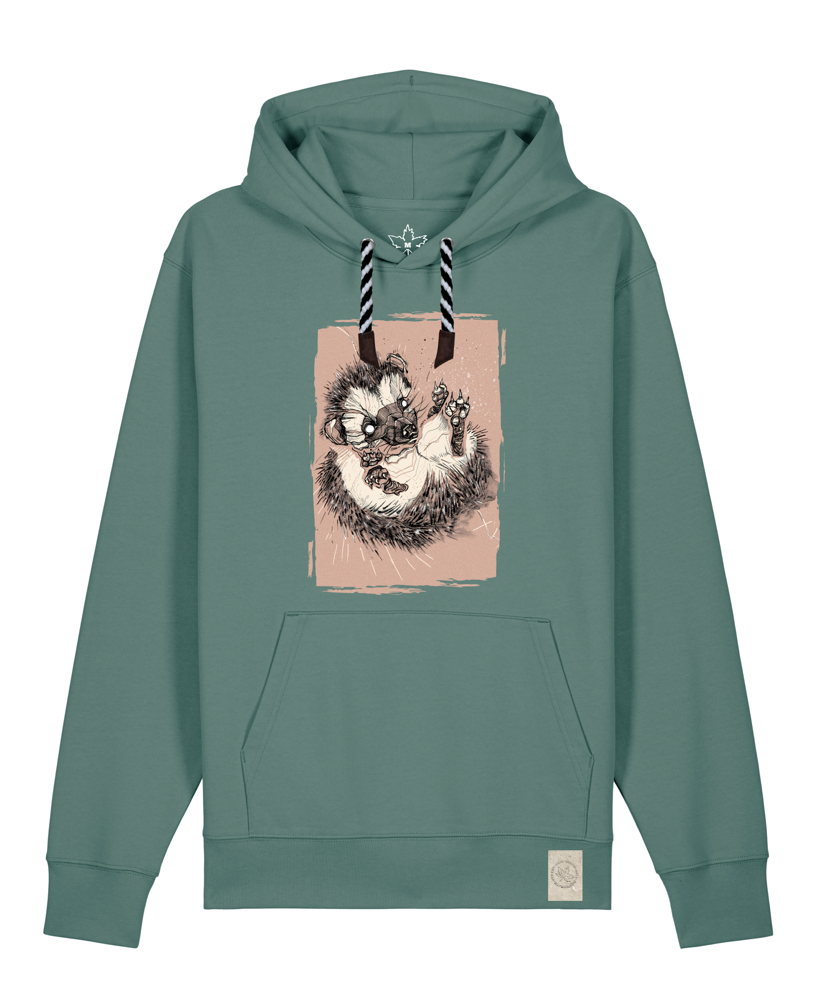 bio-unisex-medium fit-hoodie-igel-stsu177-blautanne-sw kordel-front