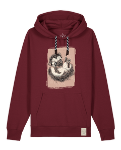 bio-unisex-medium fit-hoodie-igel-stsu177-burgunder rot-sw kordel-front