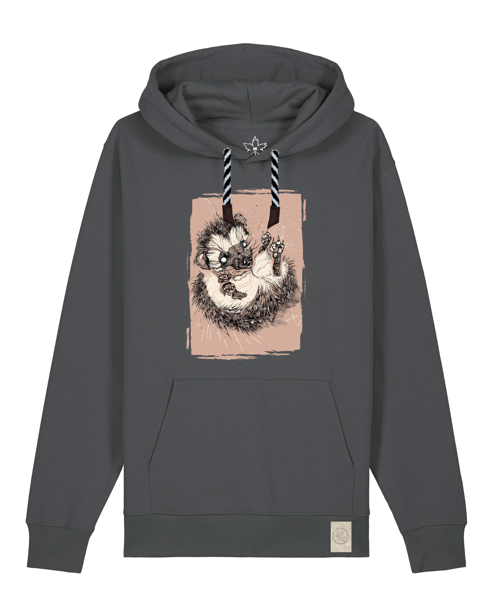 bio-unisex-medium fit-hoodie-igel-stsu177-eisen-sw kordel-front