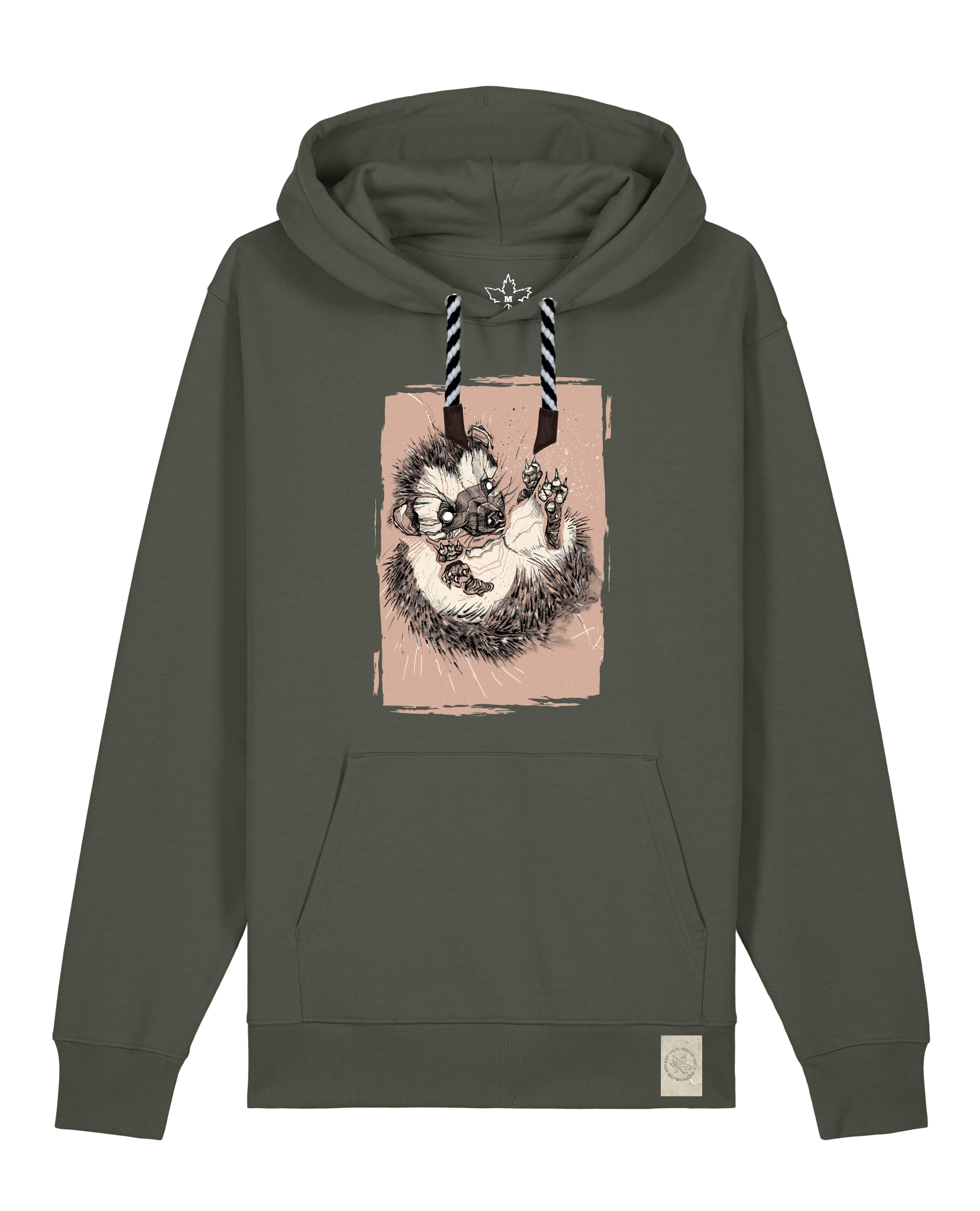 bio-unisex-medium fit-hoodie-igel-stsu177-grunkohl-sw kordel-front