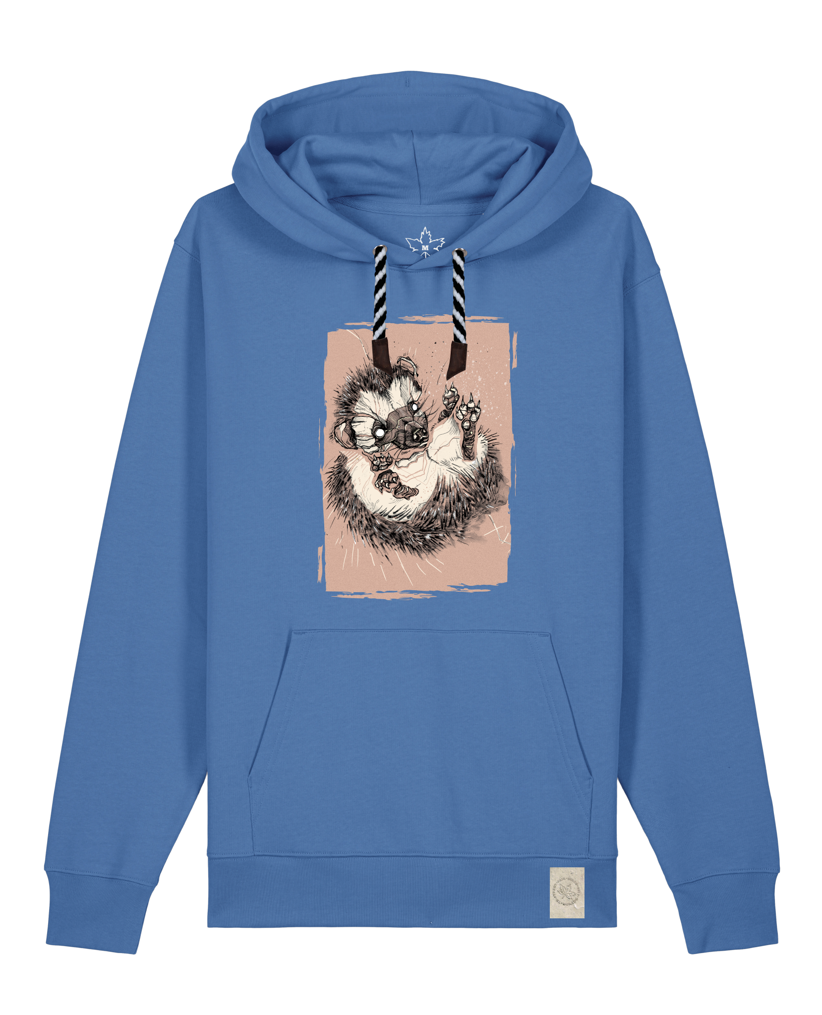 bio-unisex-medium fit-hoodie-igel-stsu177-hortensie-sw kordel-front