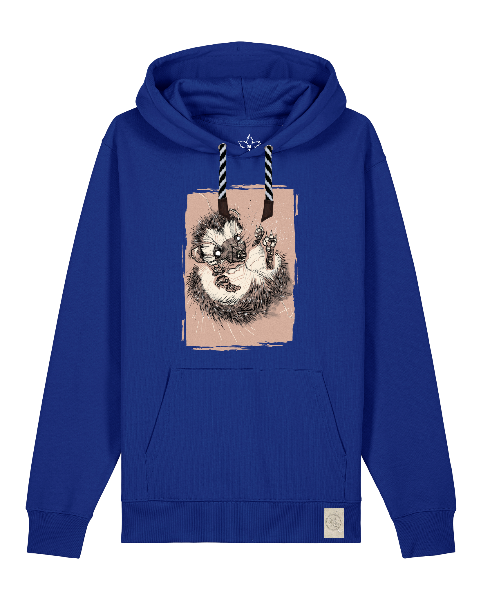 bio-unisex-medium fit-hoodie-igel-stsu177-kornblume-sw kordel-front