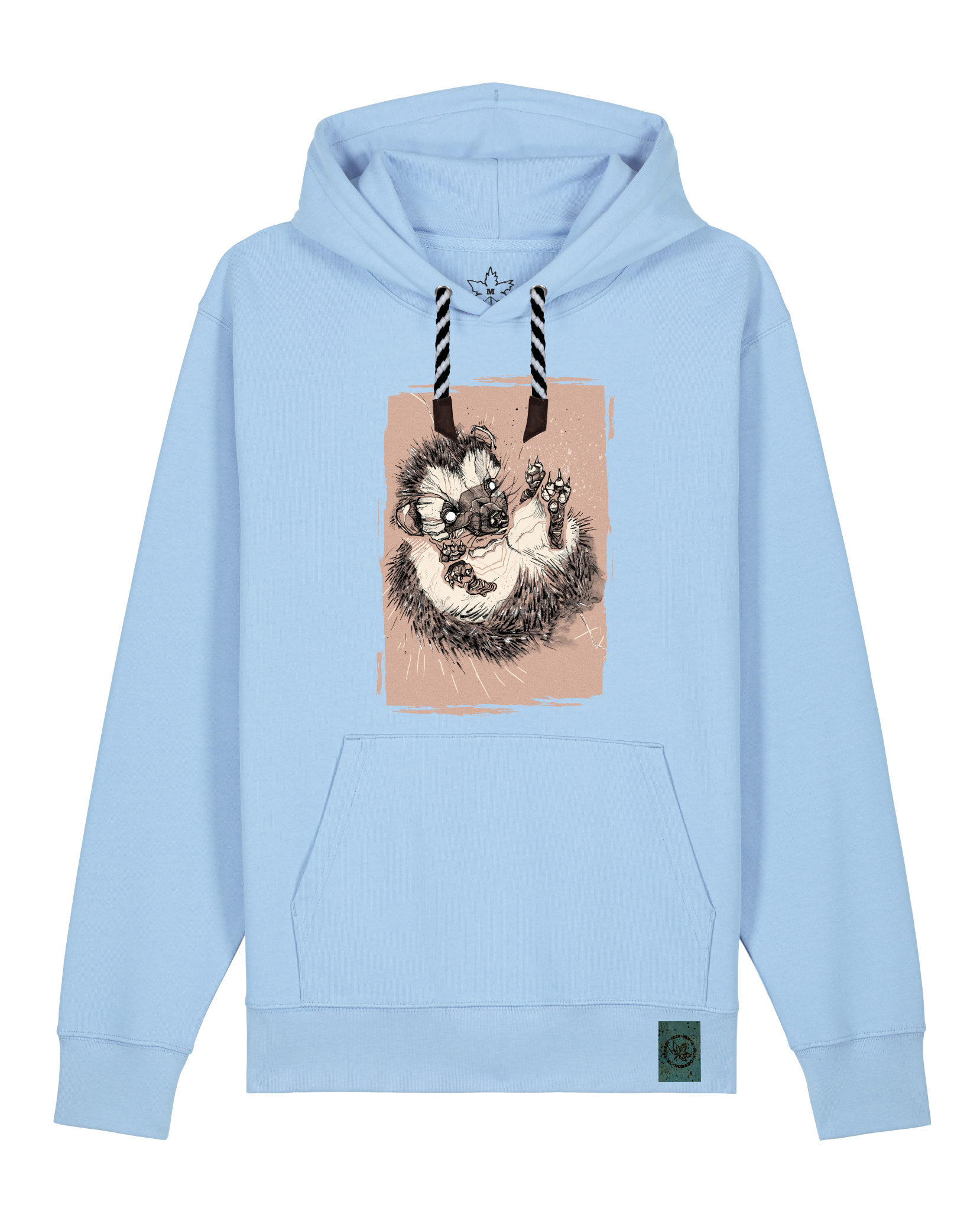 bio-unisex-medium fit-hoodie-igel-stsu177-lagune-sw kordel-front