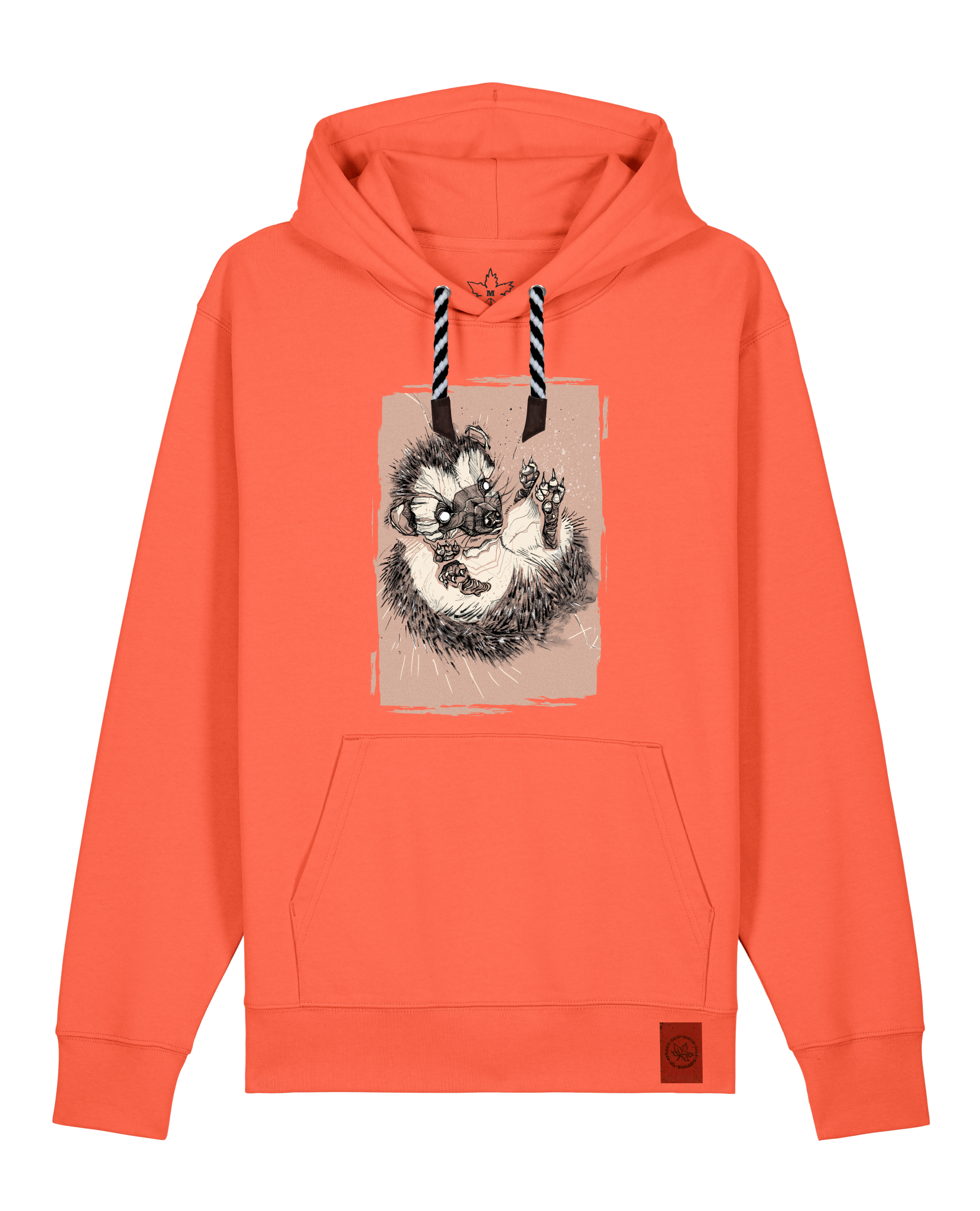 bio-unisex-medium fit-hoodie-igel-stsu177-mandarine-sw kordel-front