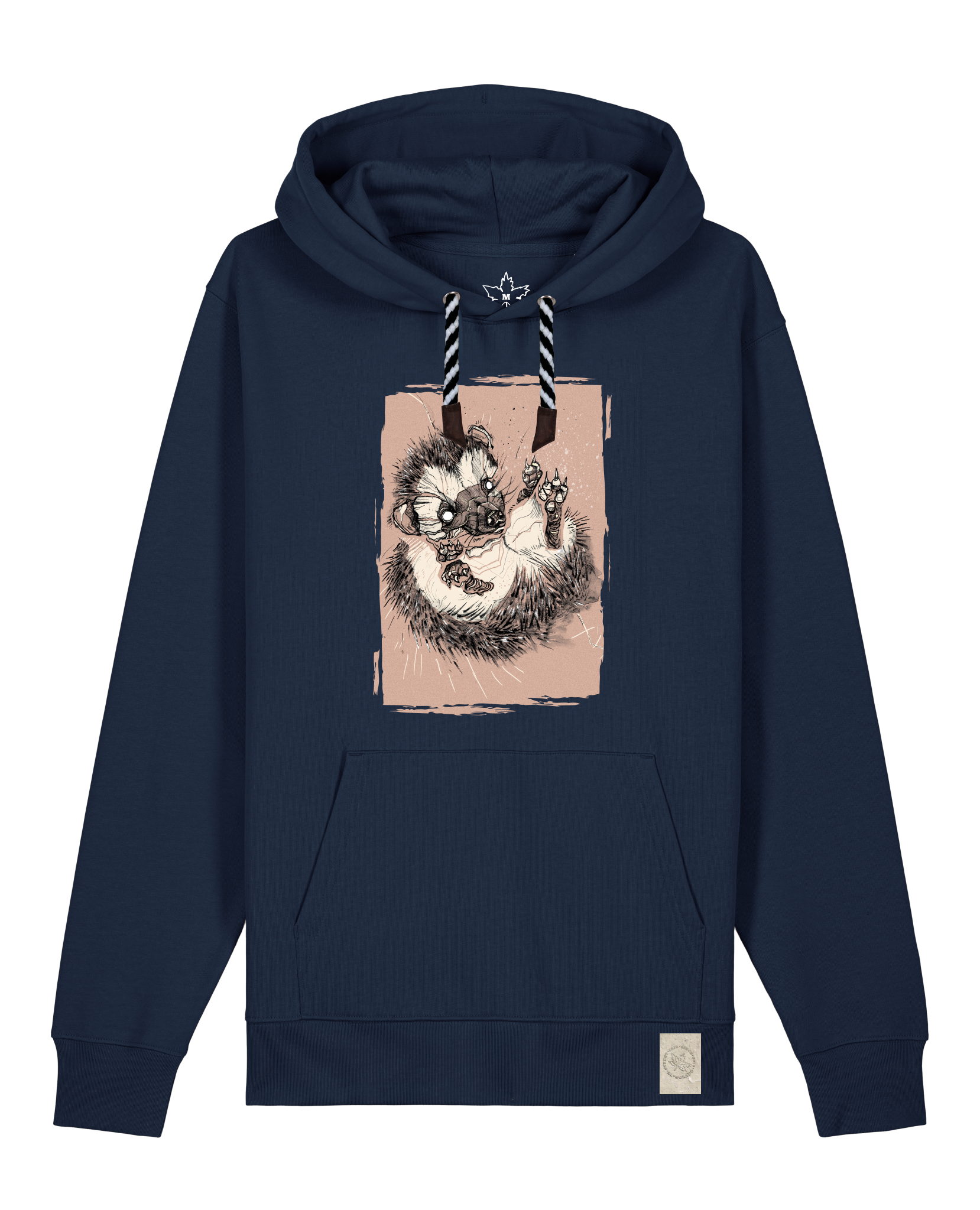 bio-unisex-medium fit-hoodie-igel-stsu177-marine-sw kordel-front