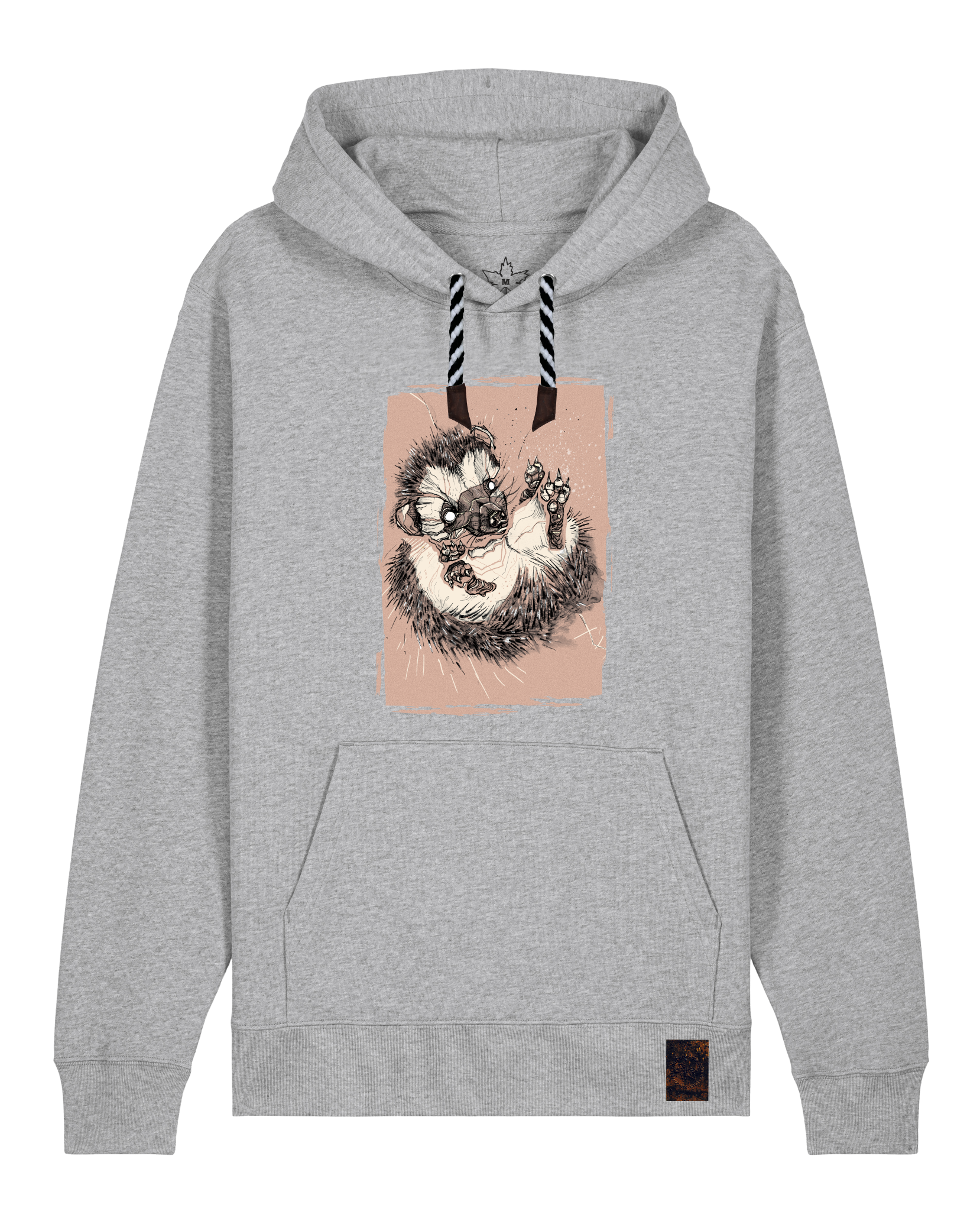 bio-unisex-medium fit-hoodie-igel-stsu177-mausgrau-sw kordel-front