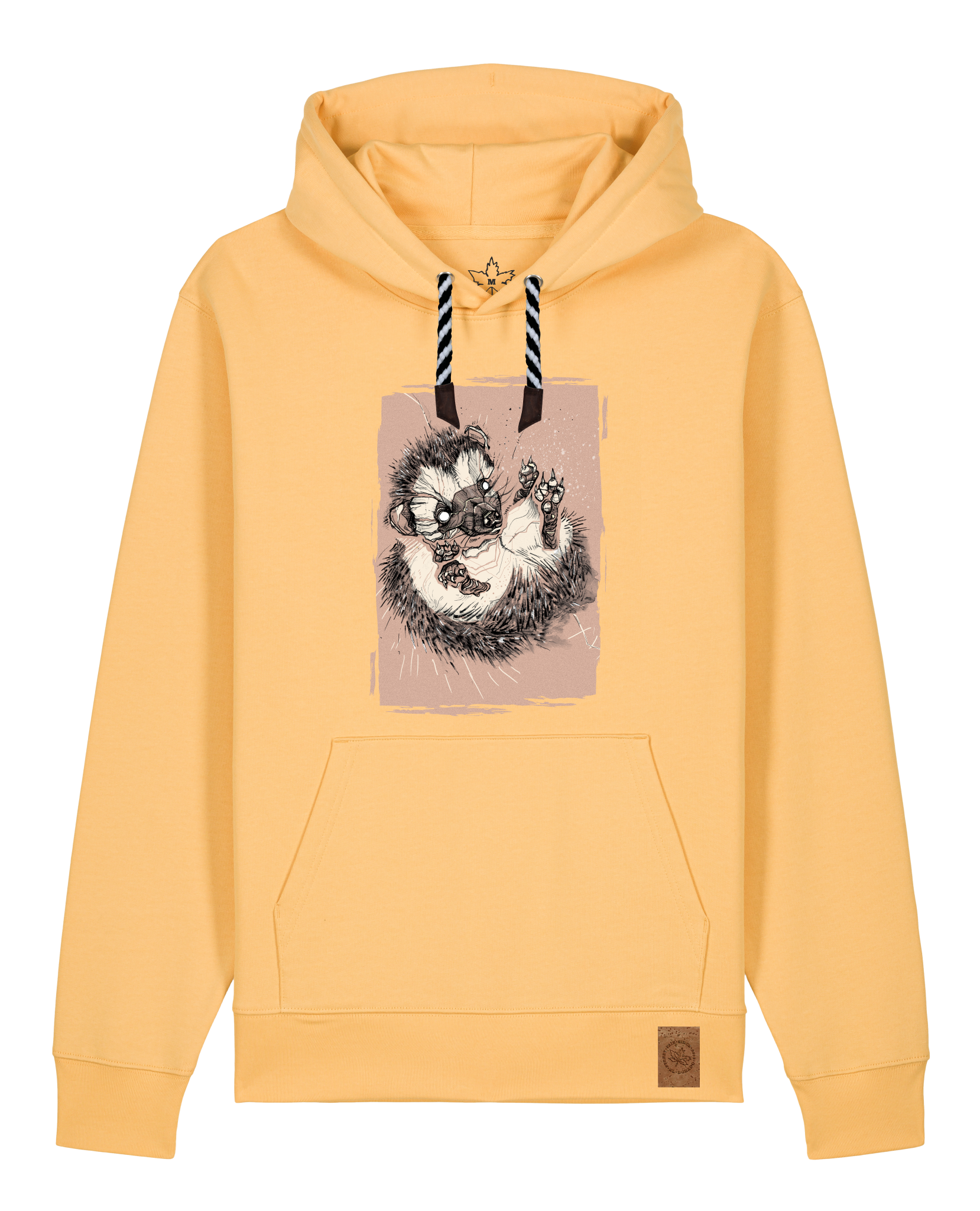 bio-unisex-medium fit-hoodie-igel-stsu177-senfkorn-sw kordel-front