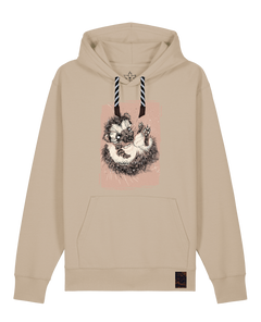 bio-unisex-medium fit-hoodie-igel-stsu177-treibsand-sw kordel-front