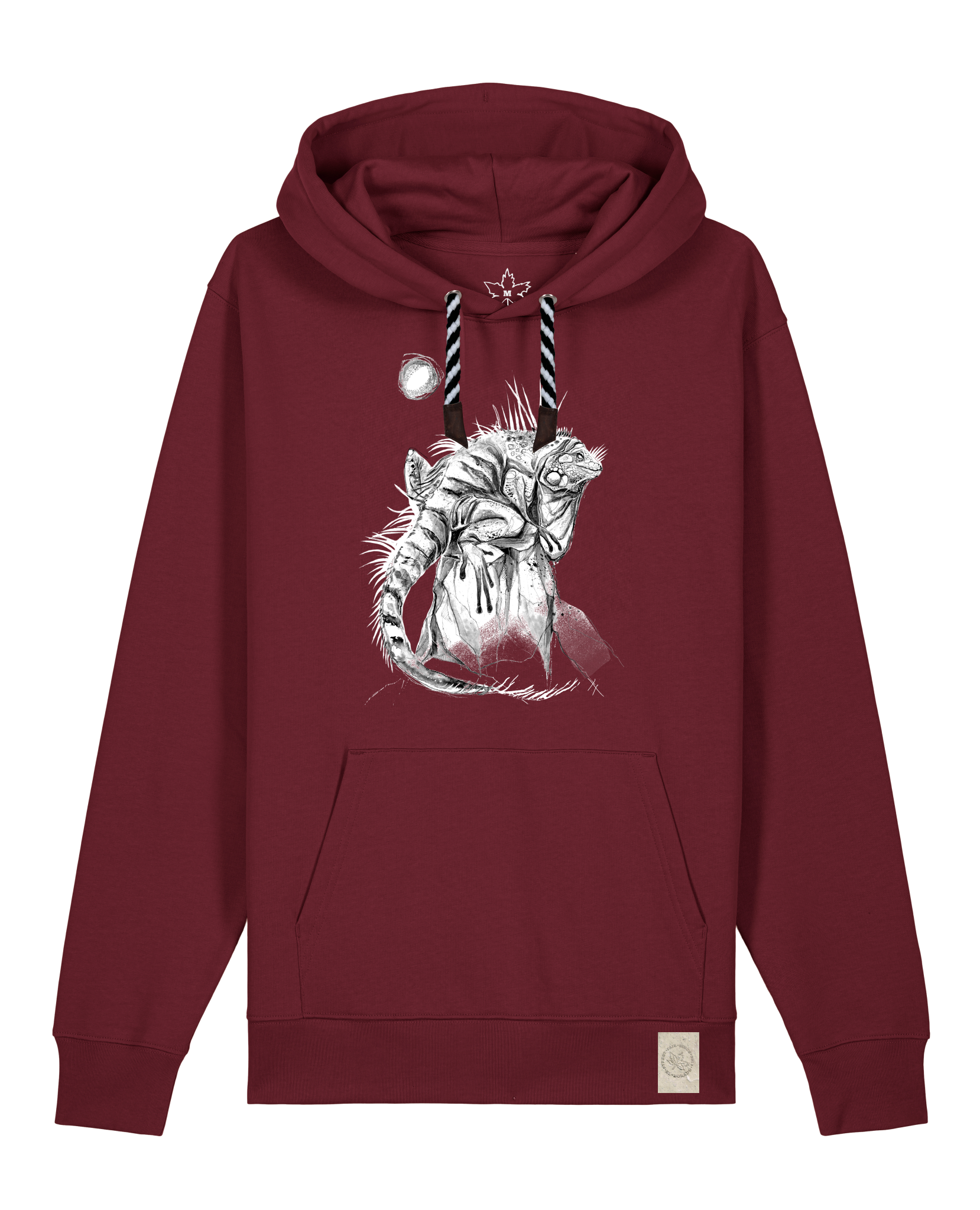 bio-unisex-medium fit-hoodie-iguana-stsu177-burgunder rot-sw kordel-front