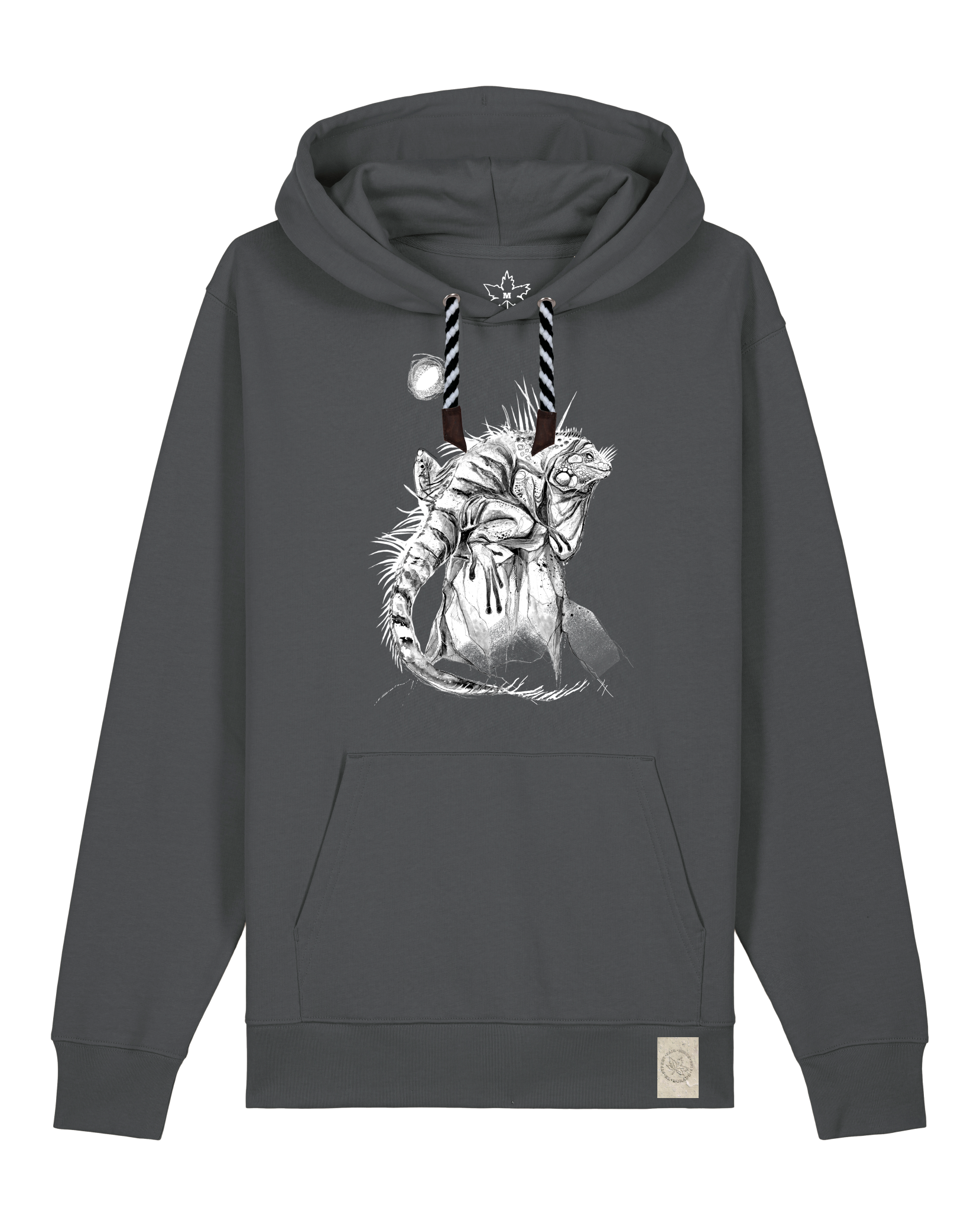 bio-unisex-medium fit-hoodie-iguana-stsu177-eisen-sw kordel-front