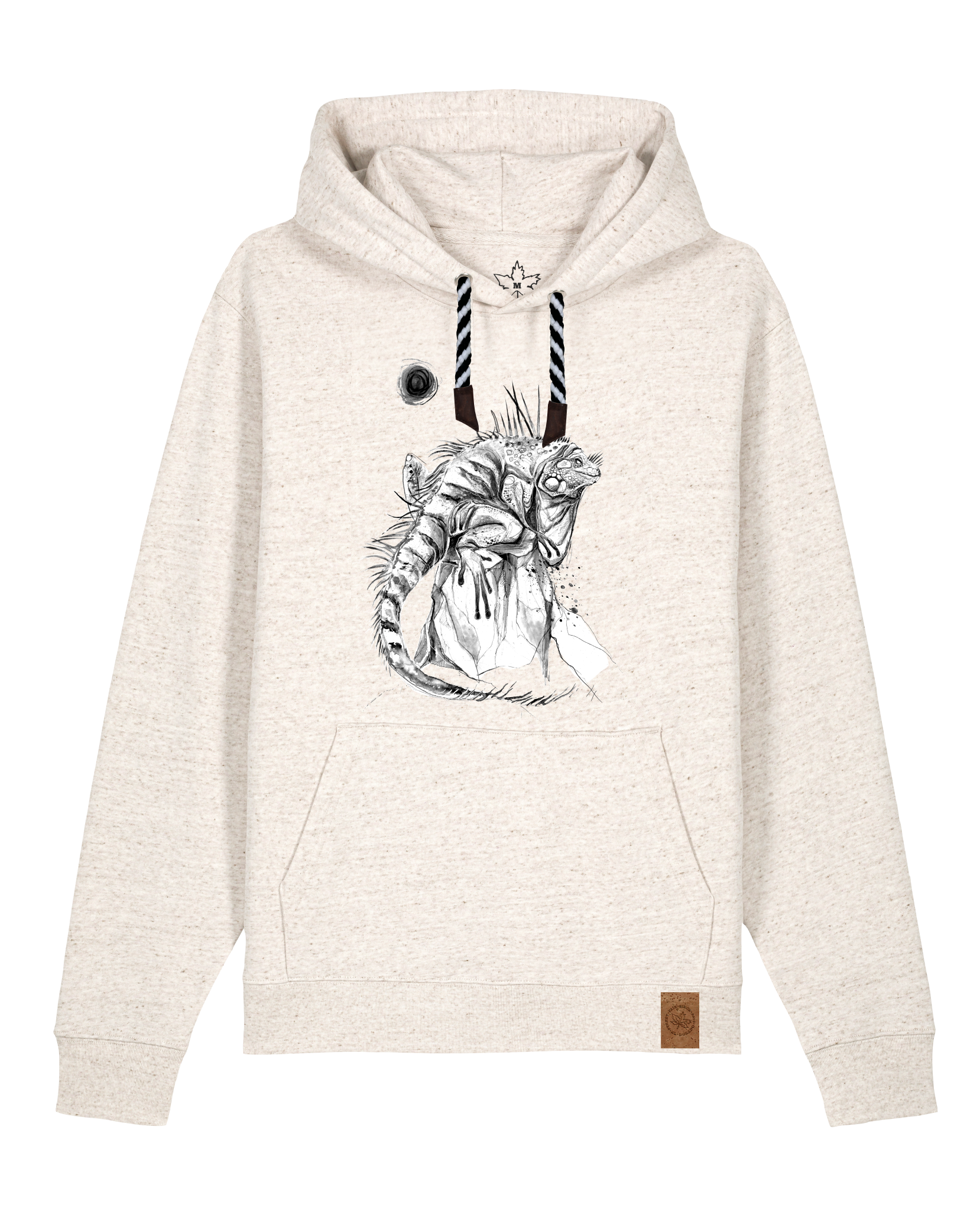 bio-unisex-medium fit-hoodie-iguana-stsu177-elbsandstein-sw kordel-front
