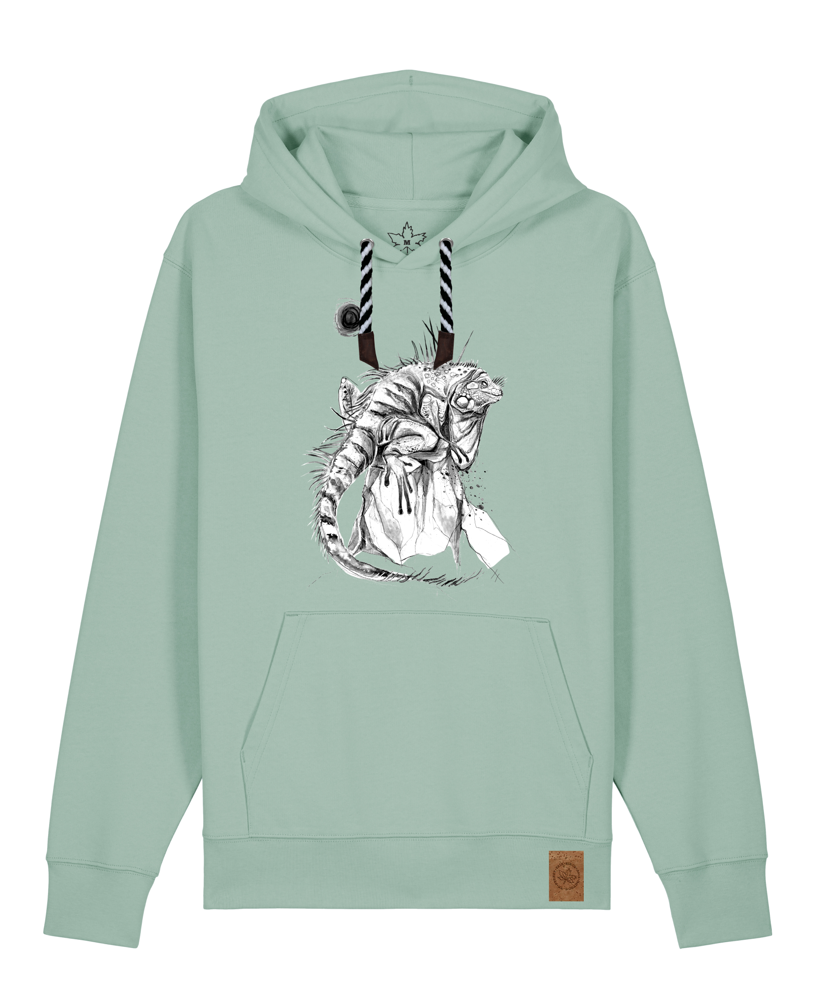 bio-unisex-medium fit-hoodie-iguana-stsu177-eukalyptus-sw kordel-front