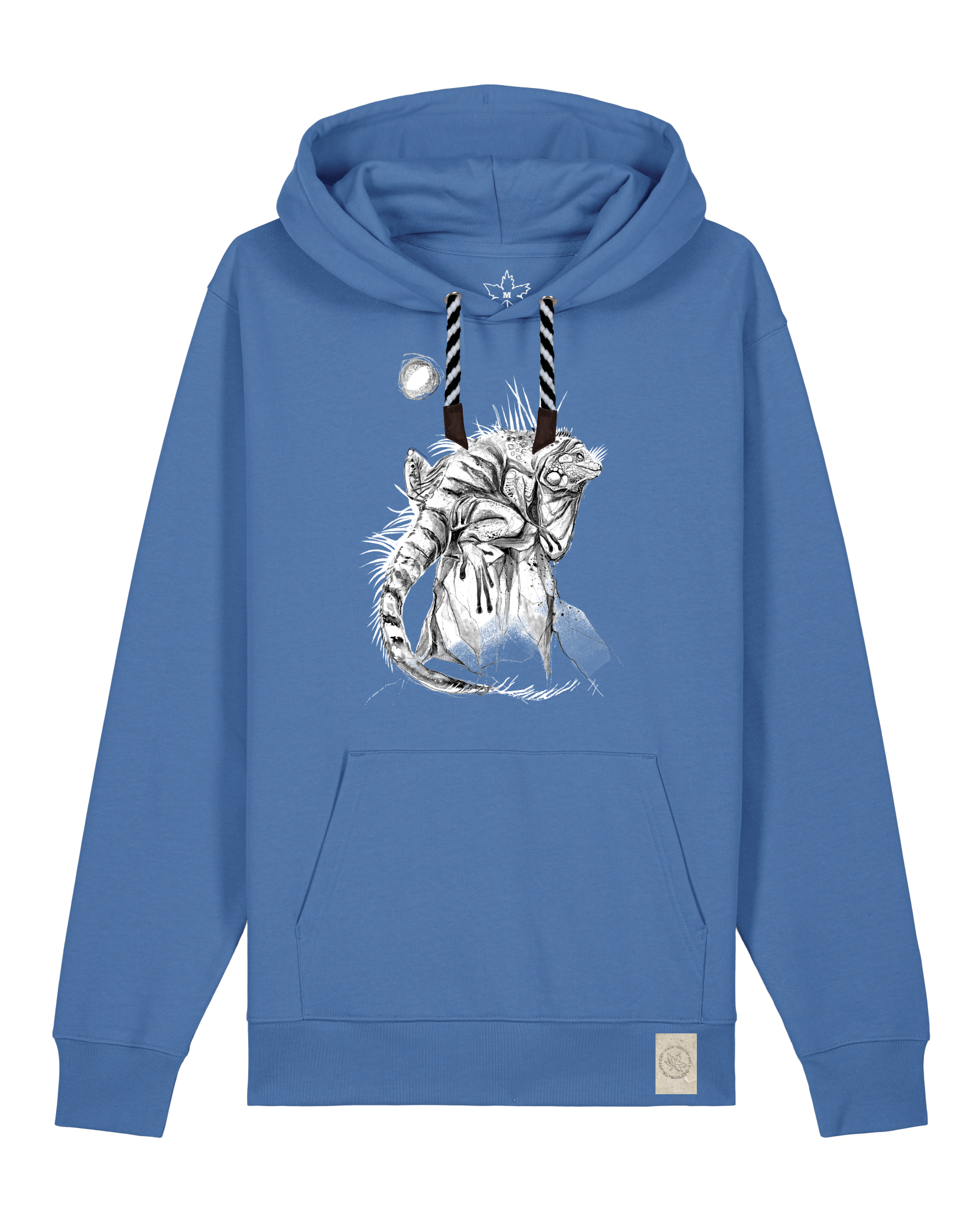 bio-unisex-medium fit-hoodie-iguana-stsu177-hortensie-sw kordel-front