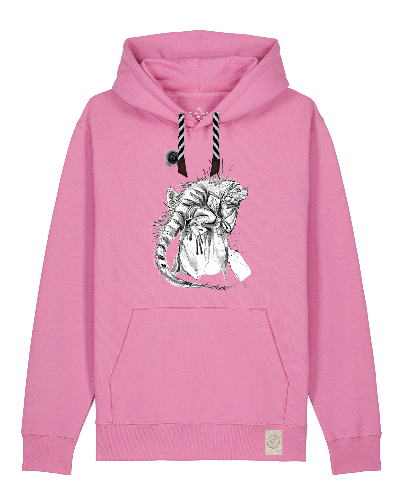 bio-unisex-medium fit-hoodie-iguana-stsu177-kaugummi-sw kordel-front