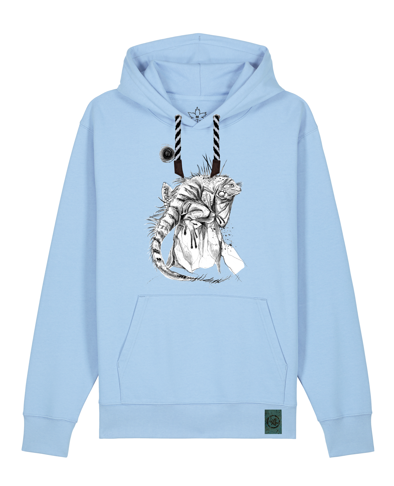 bio-unisex-medium fit-hoodie-iguana-stsu177-lagune-sw kordel-front