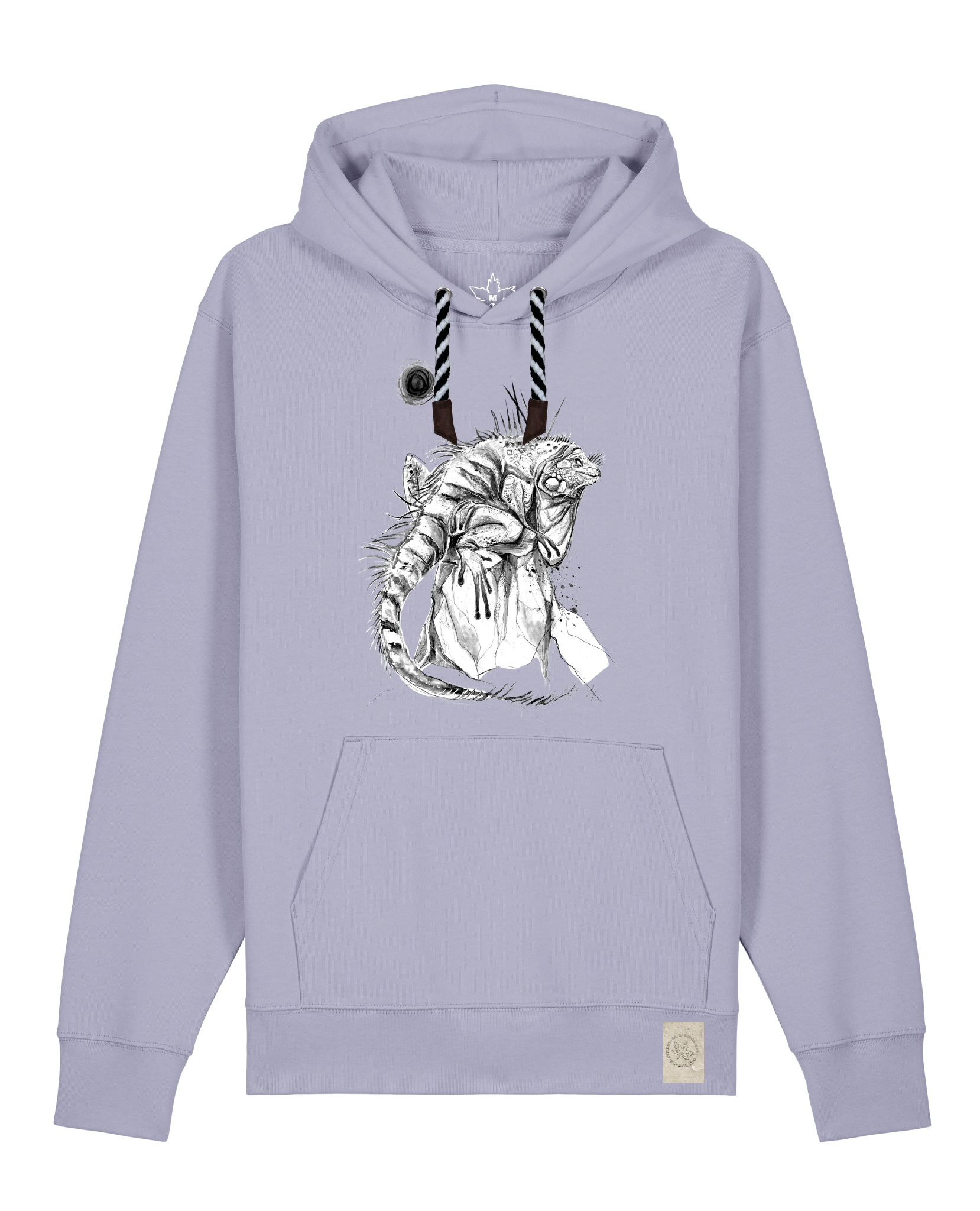 bio-unisex-medium fit-hoodie-iguana-stsu177-lavender-sw kordel-front