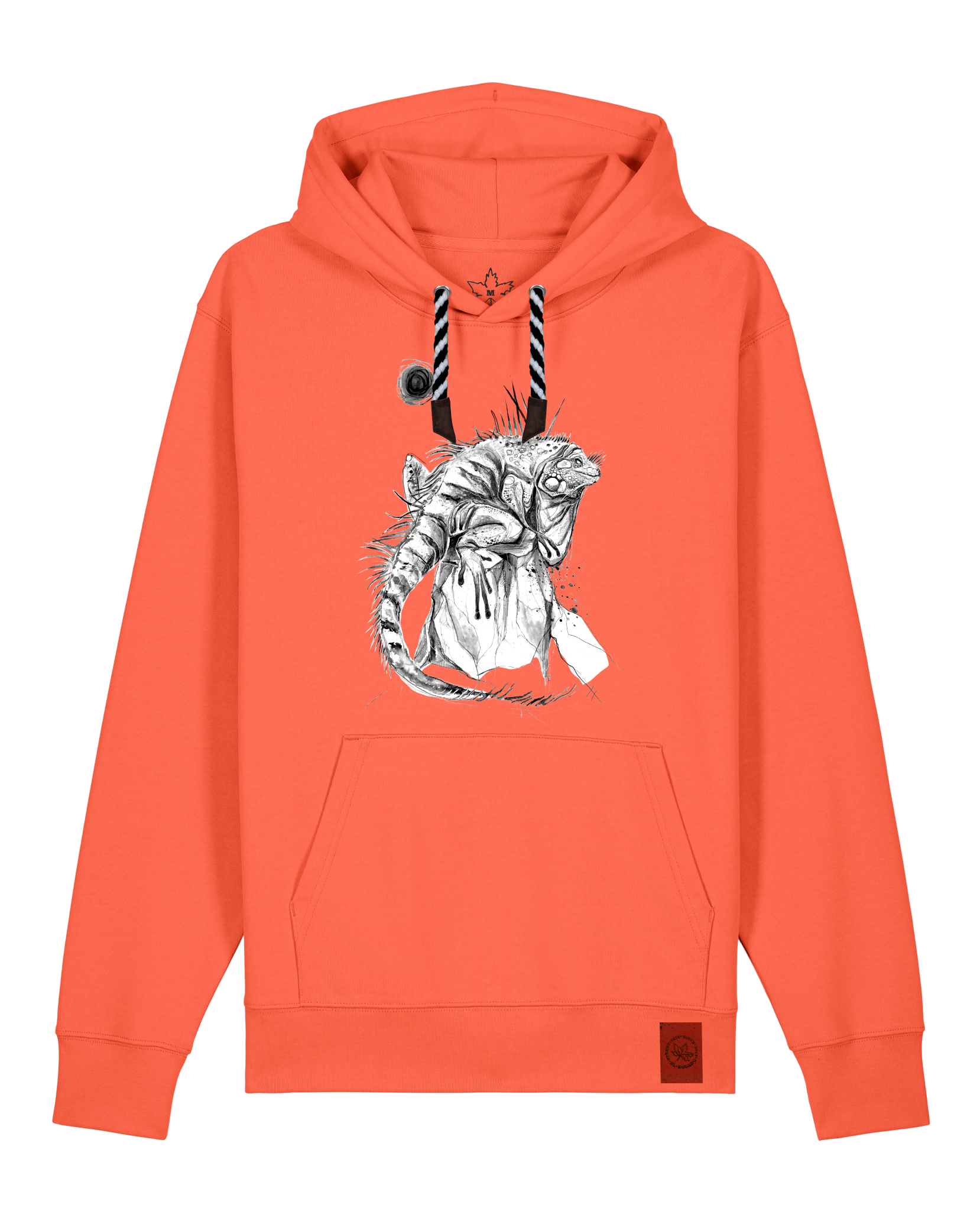 bio-unisex-medium fit-hoodie-iguana-stsu177-mandarine-sw kordel-front
