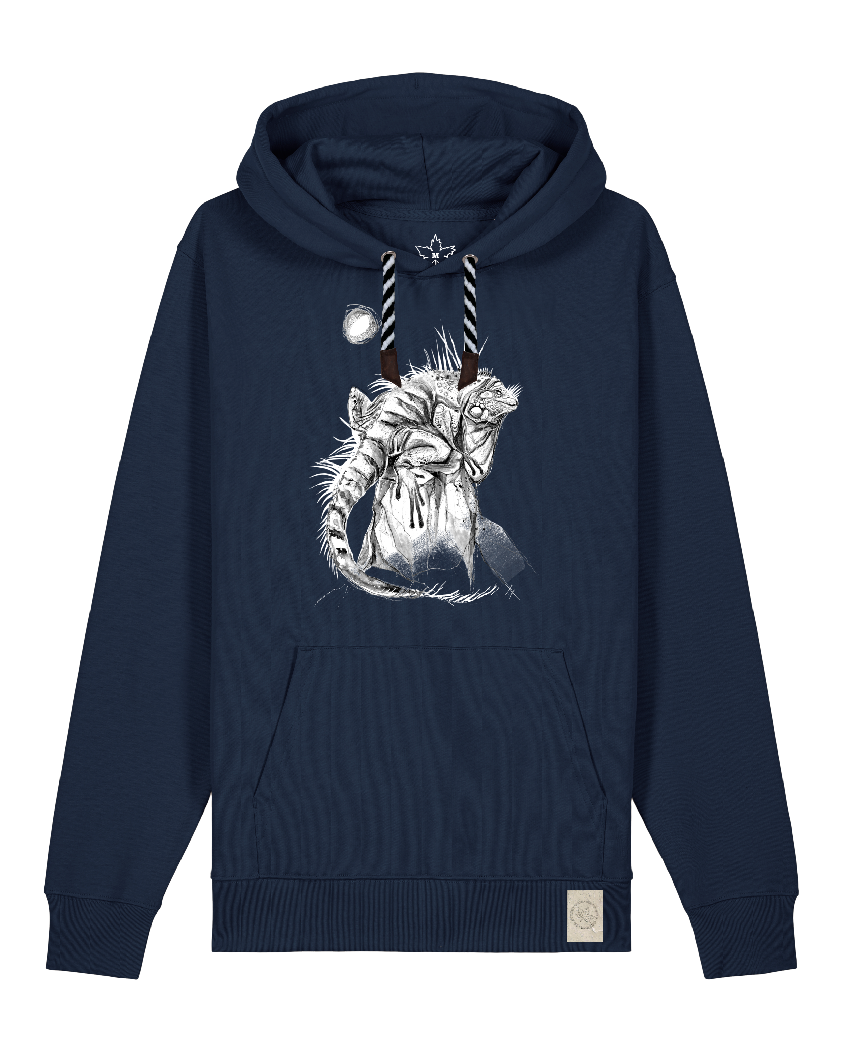 bio-unisex-medium fit-hoodie-iguana-stsu177-marine-sw kordel-front