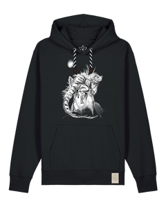 bio-unisex-medium fit-hoodie-iguana-stsu177-schwarz-sw kordel-front