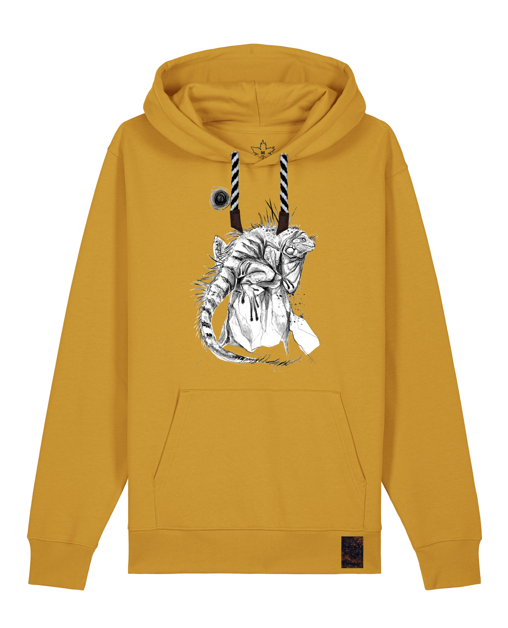 bio-unisex-medium fit-hoodie-iguana-stsu177-senf-sw kordel-front