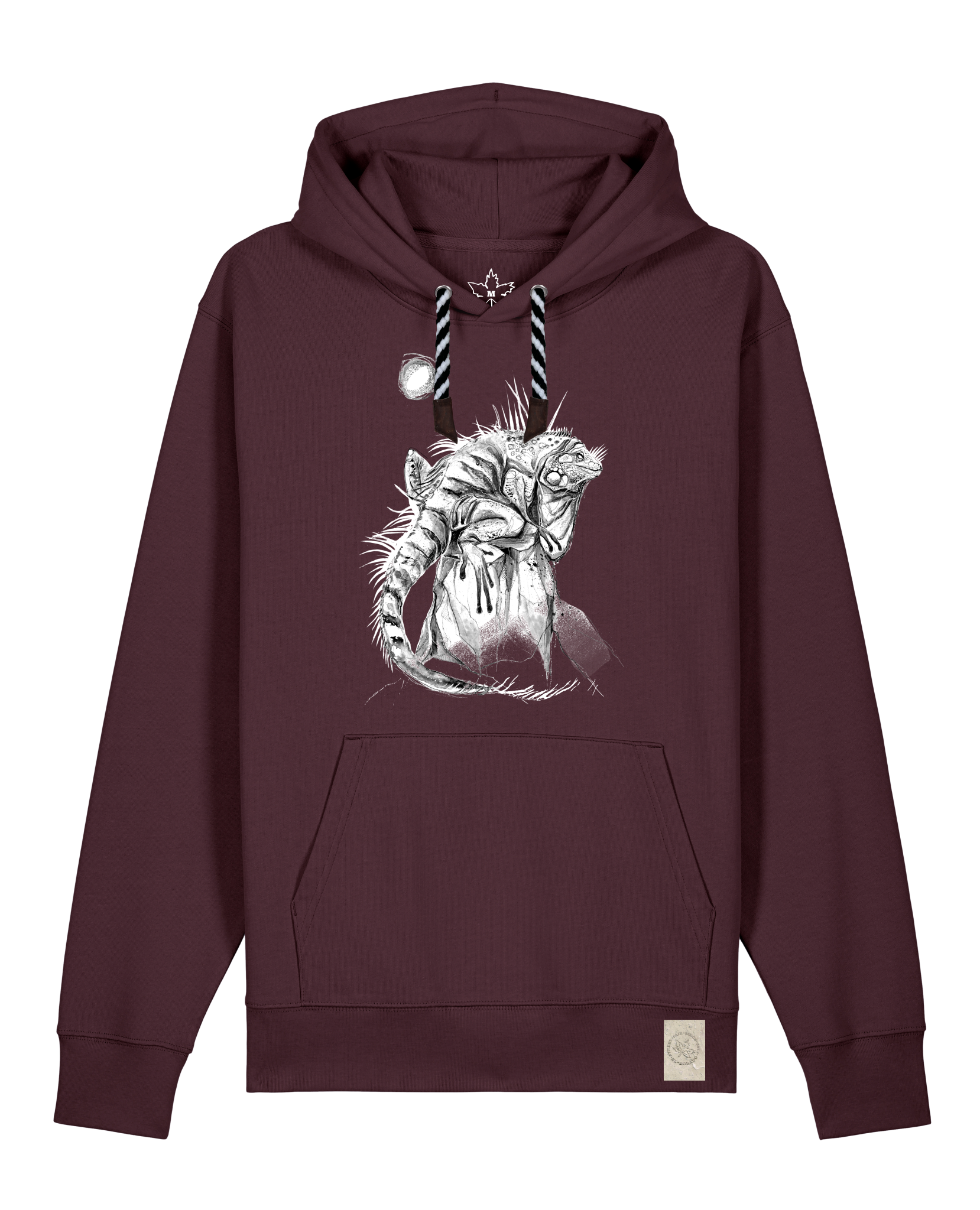 bio-unisex-medium fit-hoodie-iguana-stsu177-zartbitter-sw kordel-front