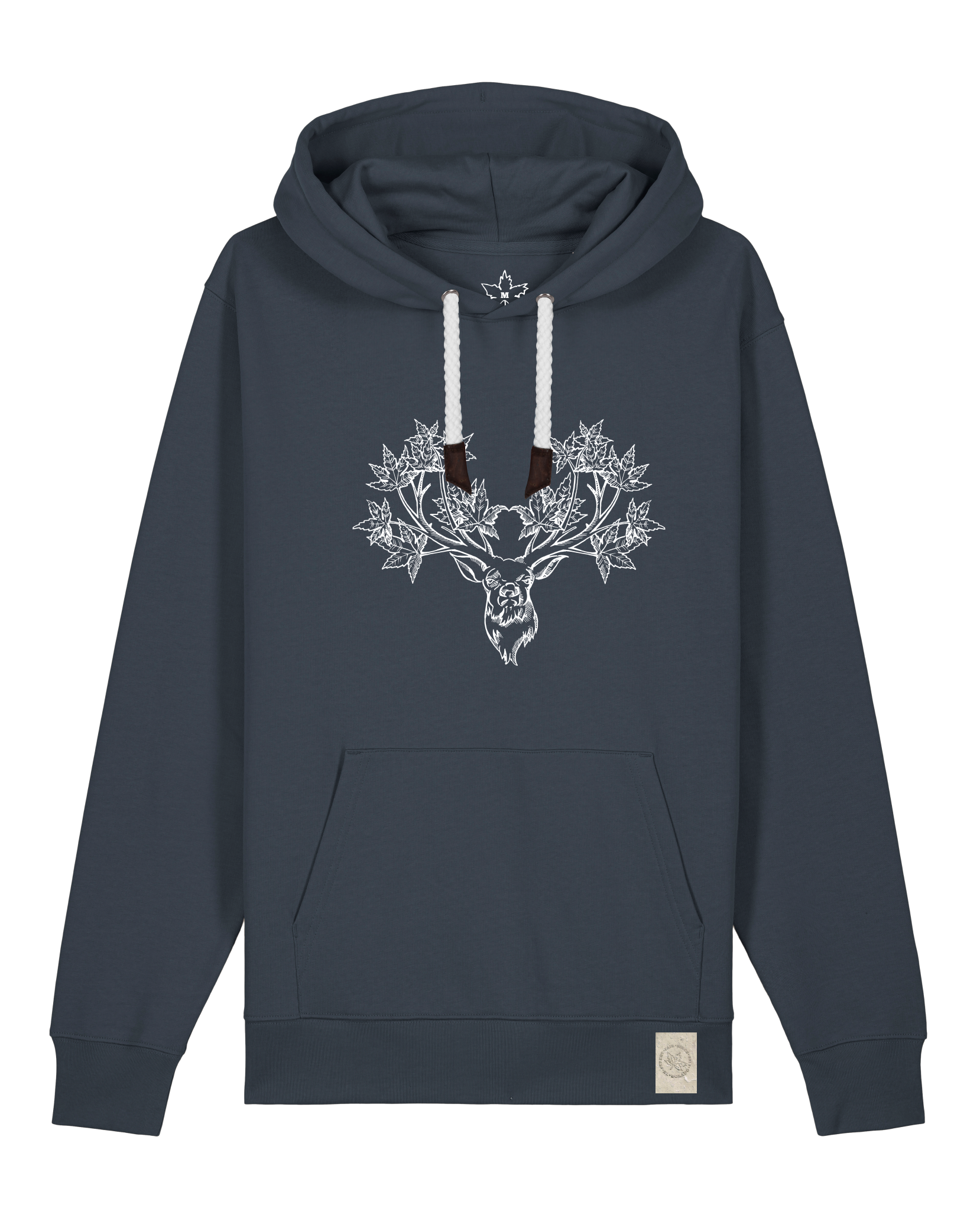 bio-unisex-medium fit-hoodie-king of wood-stsu177-blaubeernacht-weiße kordel-front