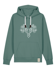 bio-unisex-medium fit-hoodie-king of wood-stsu177-blautanne-weiße kordel-front