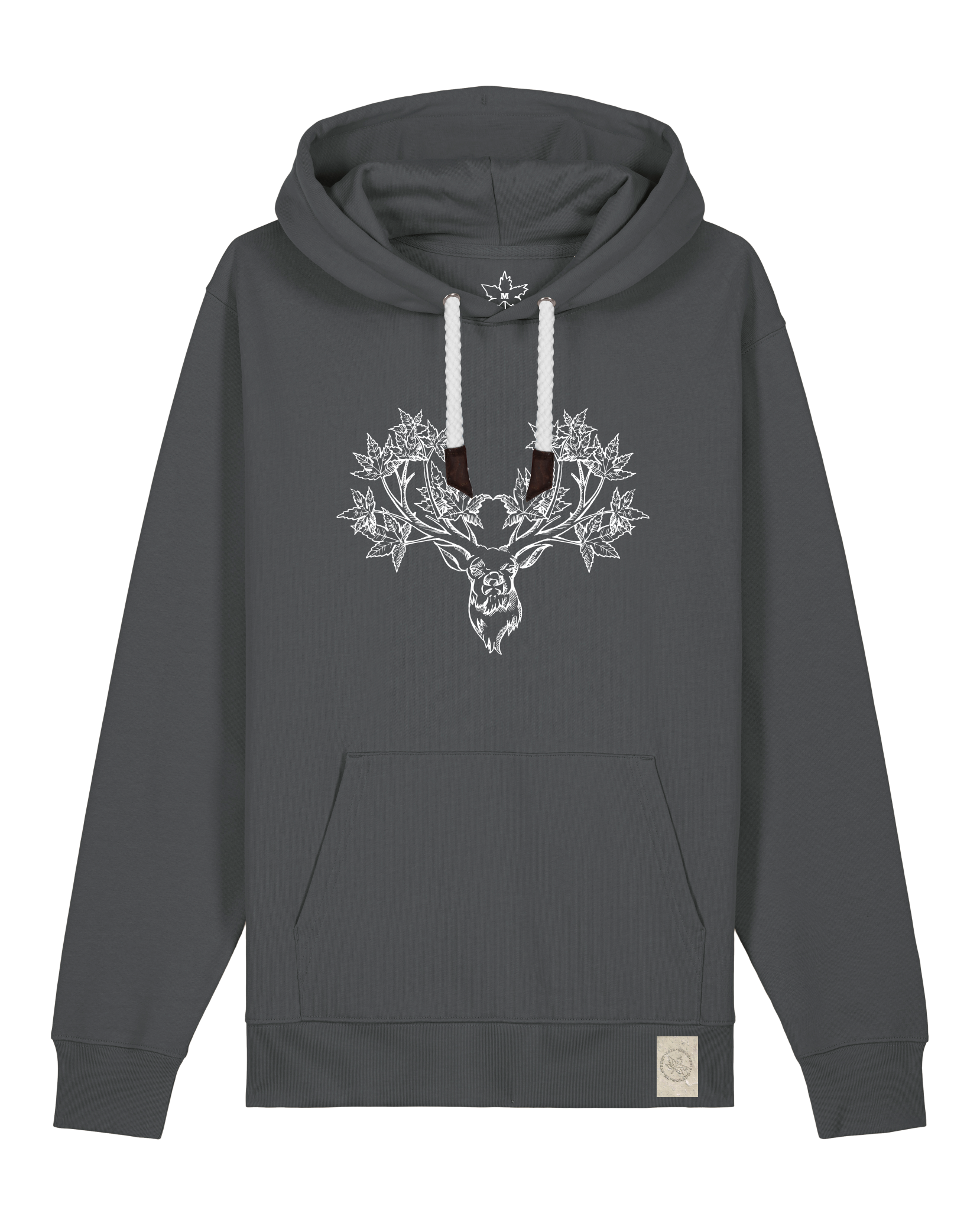 bio-unisex-medium fit-hoodie-king of wood-stsu177-eisen-weiße kordel-front