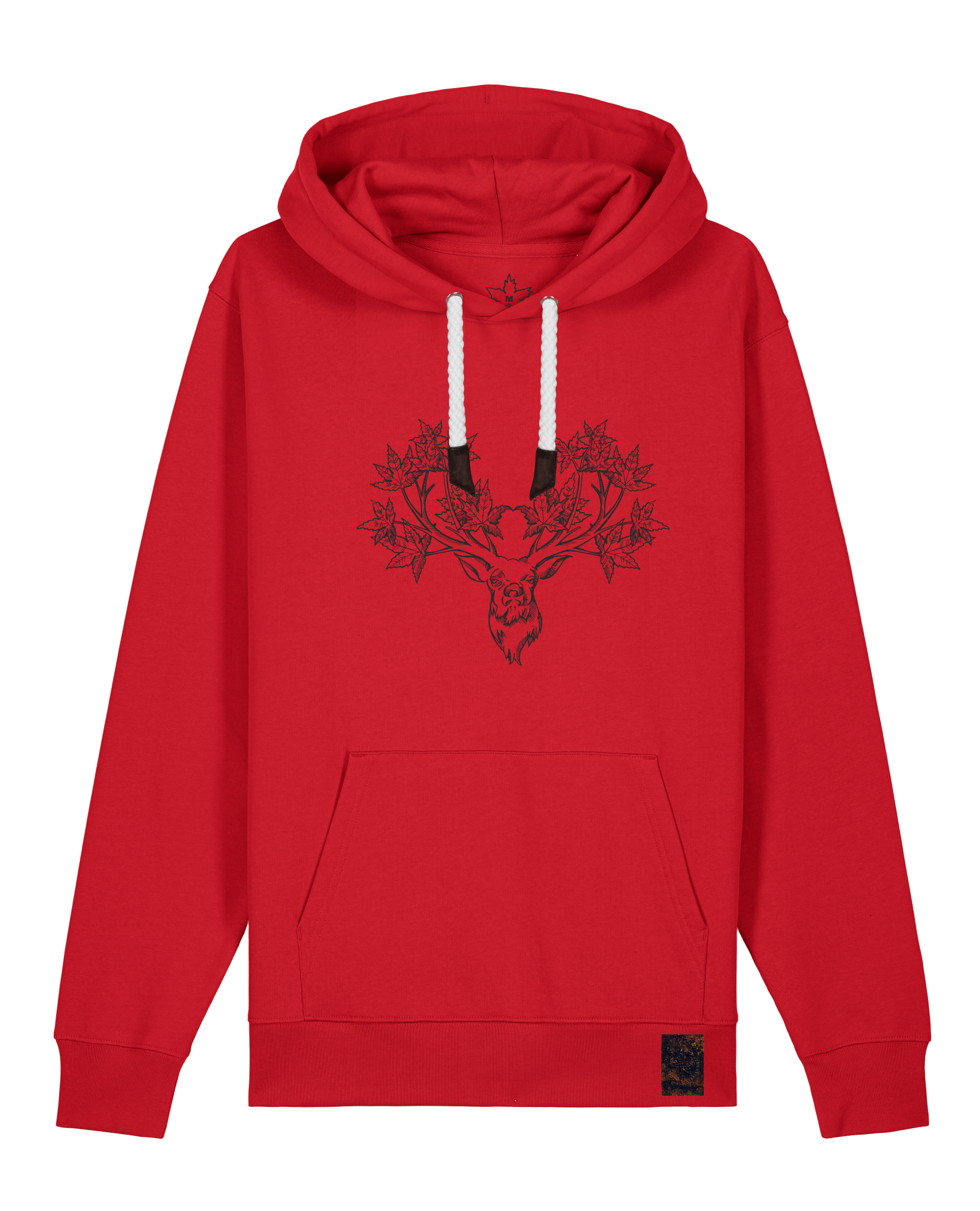 bio-unisex-medium fit-hoodie-king of wood-stsu177-erdbeere-weiße kordel-front