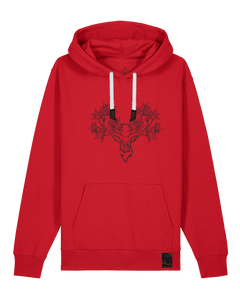 bio-unisex-medium fit-hoodie-king of wood-stsu177-erdbeere-weiße kordel-front
