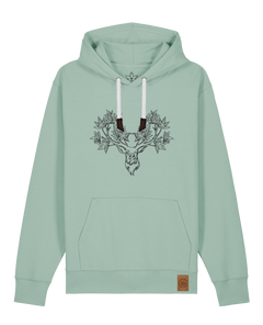 bio-unisex-medium fit-hoodie-king of wood-stsu177-eukalyptus-weiße kordel-front