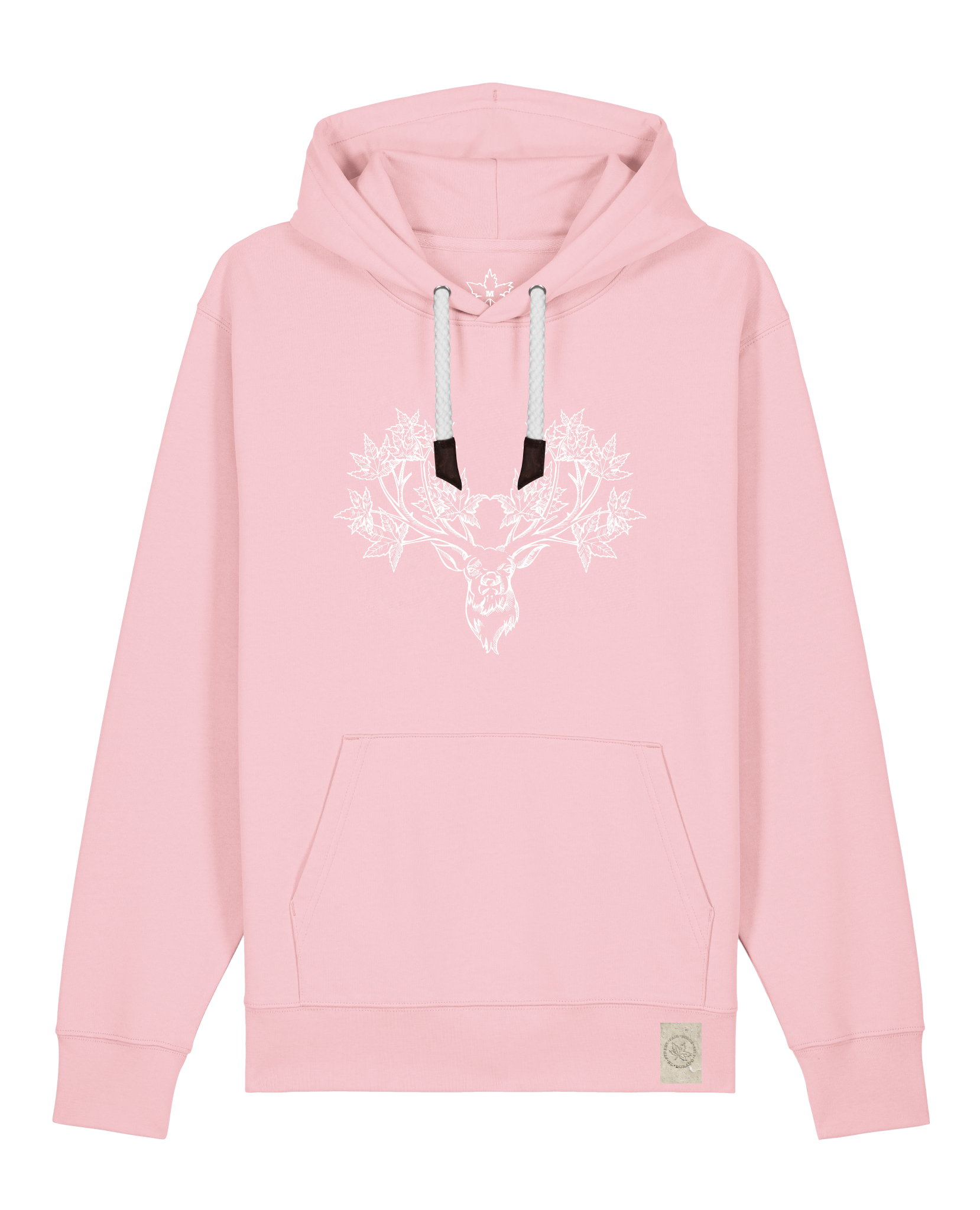 bio-unisex-medium fit-hoodie-king of wood-stsu177-flamingo-weiße kordel-front
