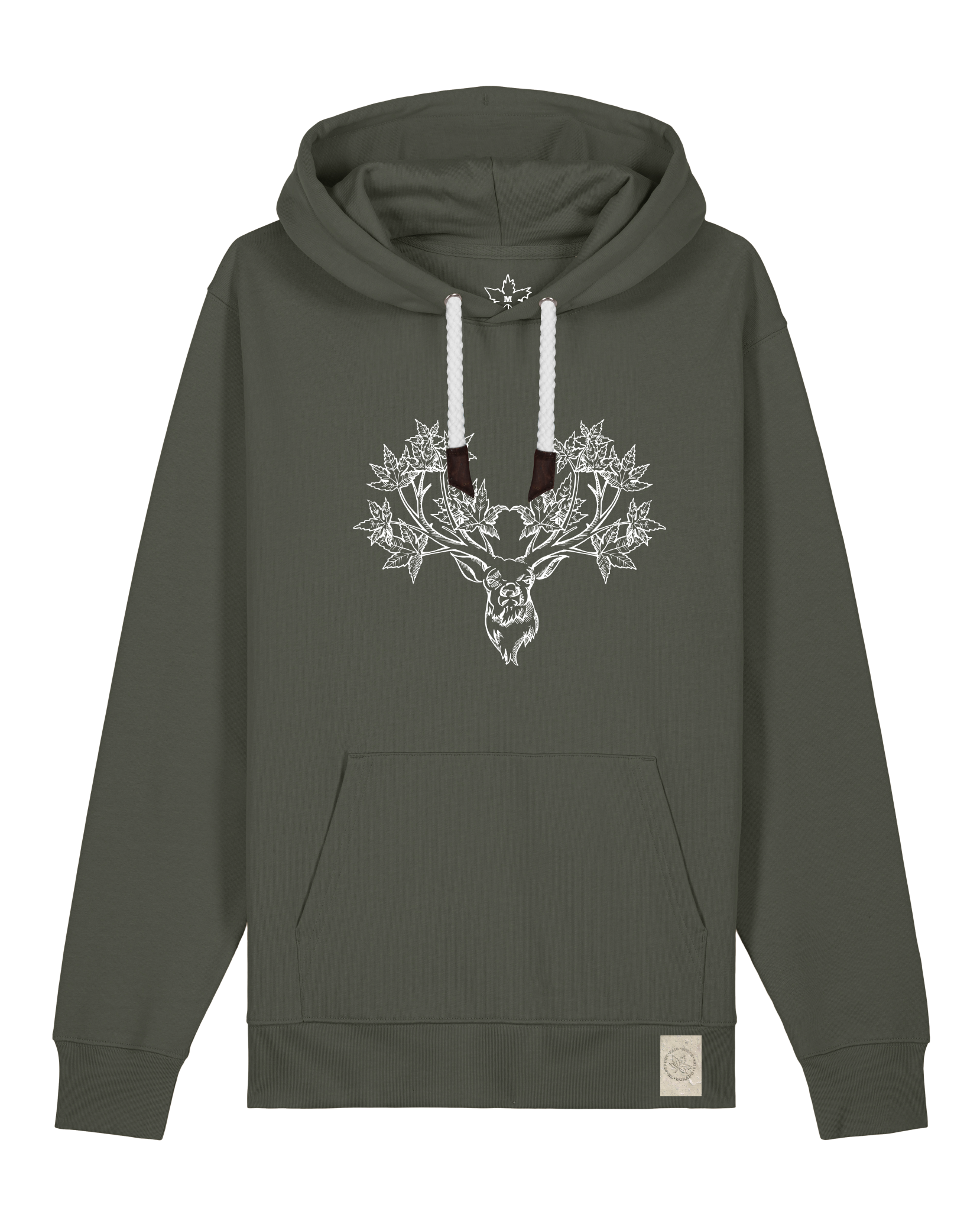 bio-unisex-medium fit-hoodie-king of wood-stsu177-grunkohl-weiße kordel-front
